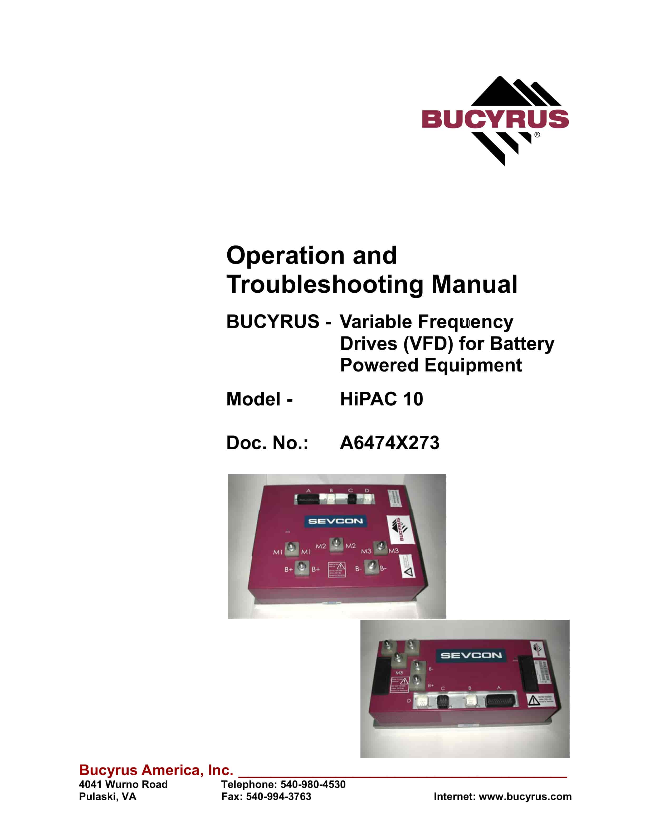 Bucyrus HiPAC 10 VFD Operation And Troubleshooting Manual A6474X273