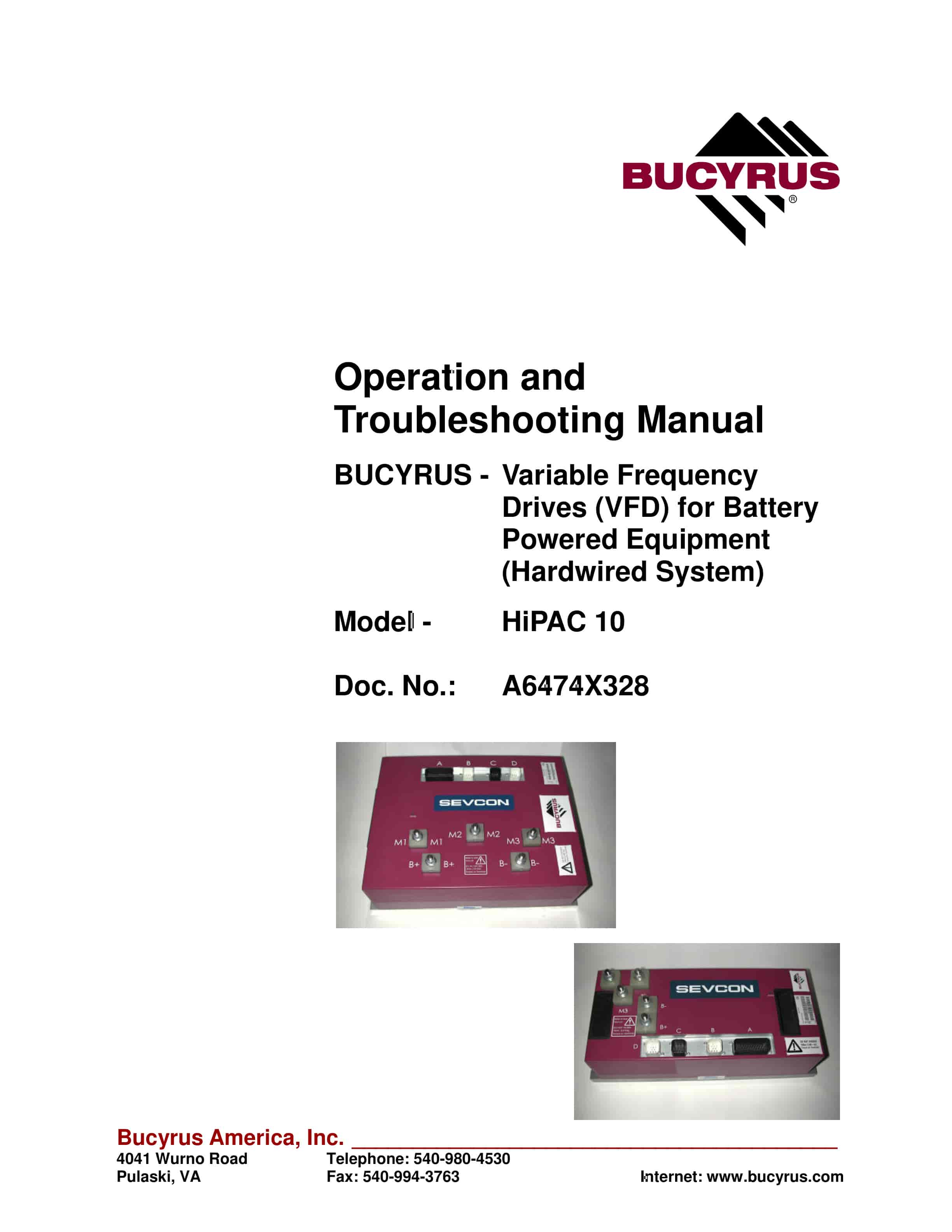 Bucyrus HiPAC 10 VFD Operation And Troubleshooting Manual A6474X328