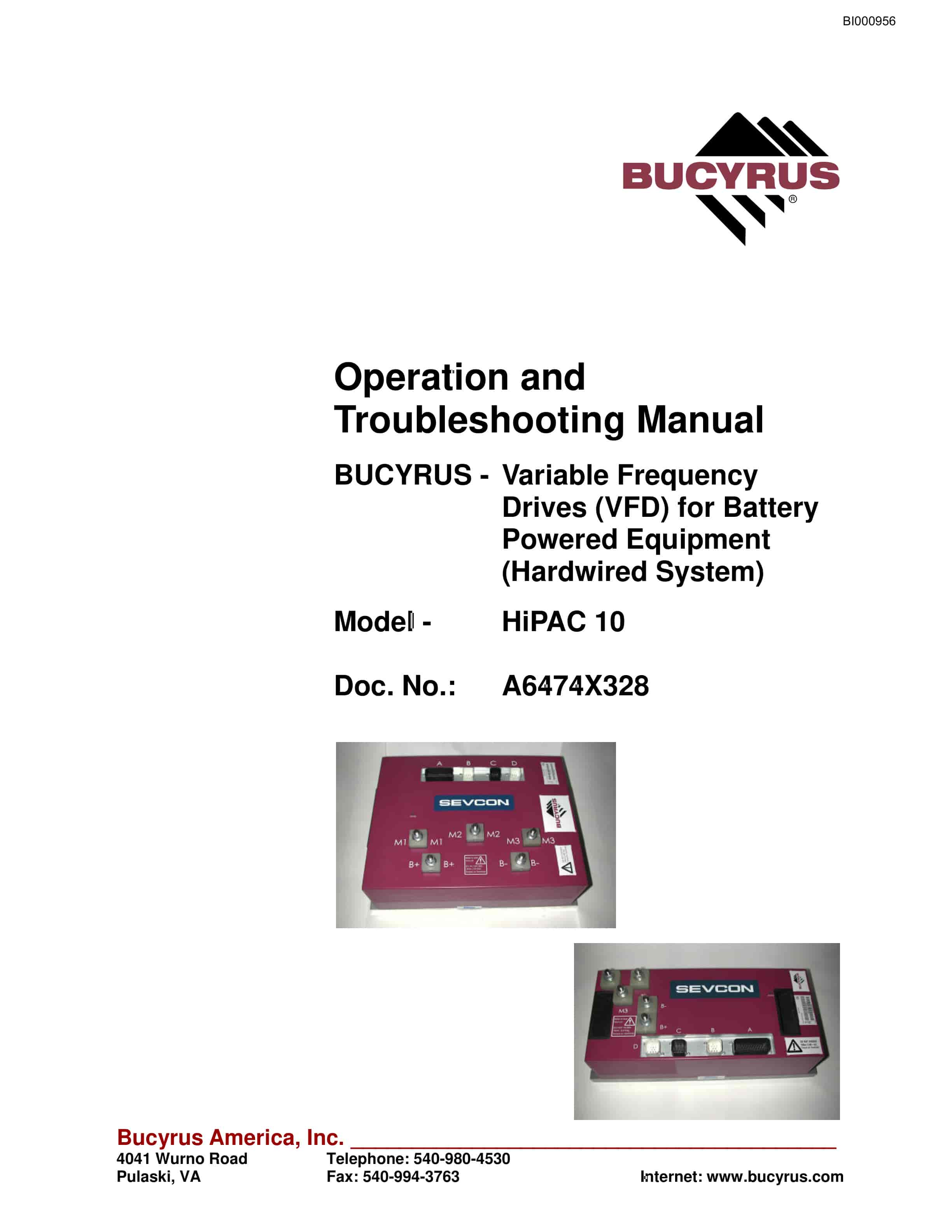 Bucyrus HiPAC 10 VFD Operation And Troubleshooting Manual BI000956