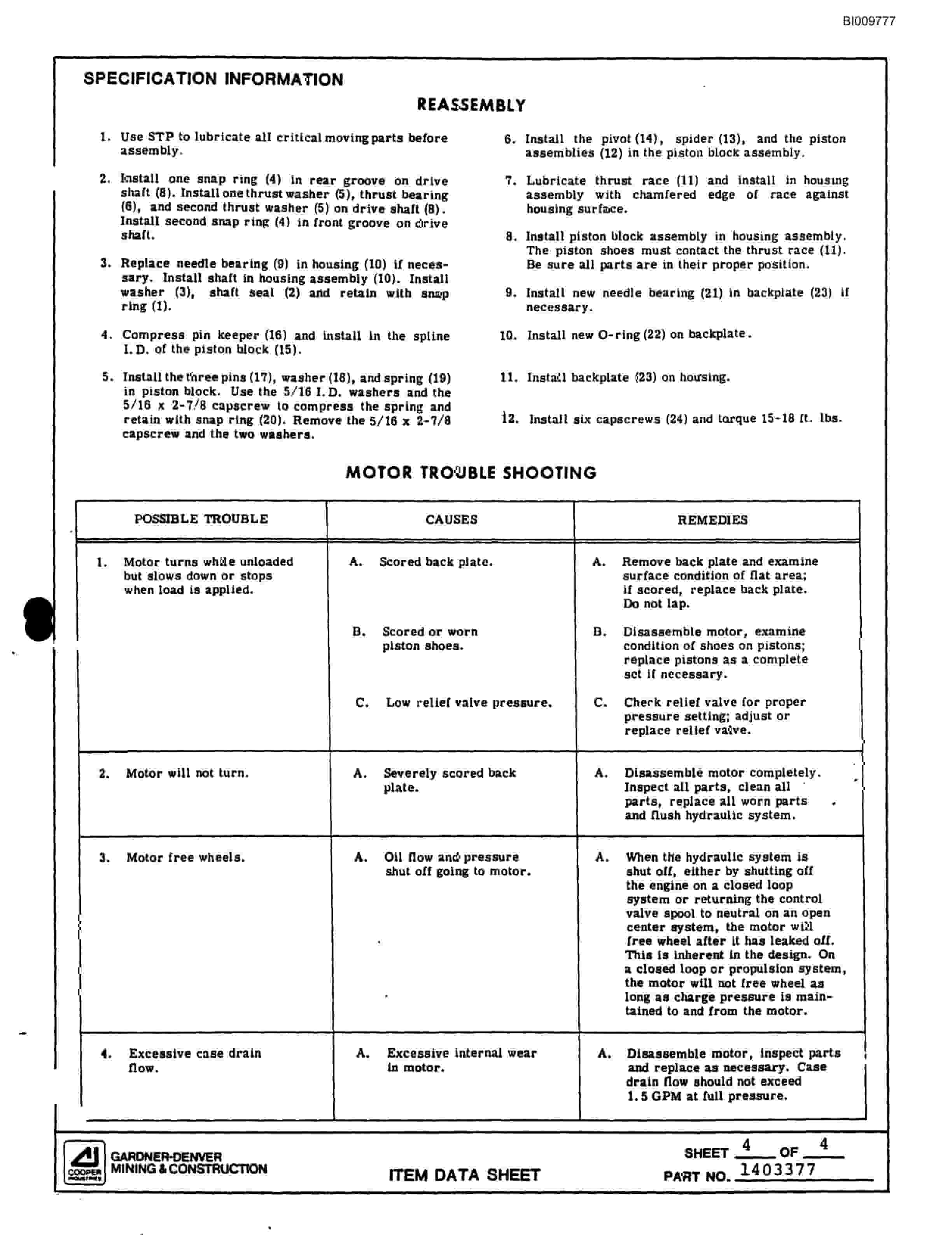 Bucyrus HT2500 Hydraulic Track Drill Parts Catalog BI009777-5