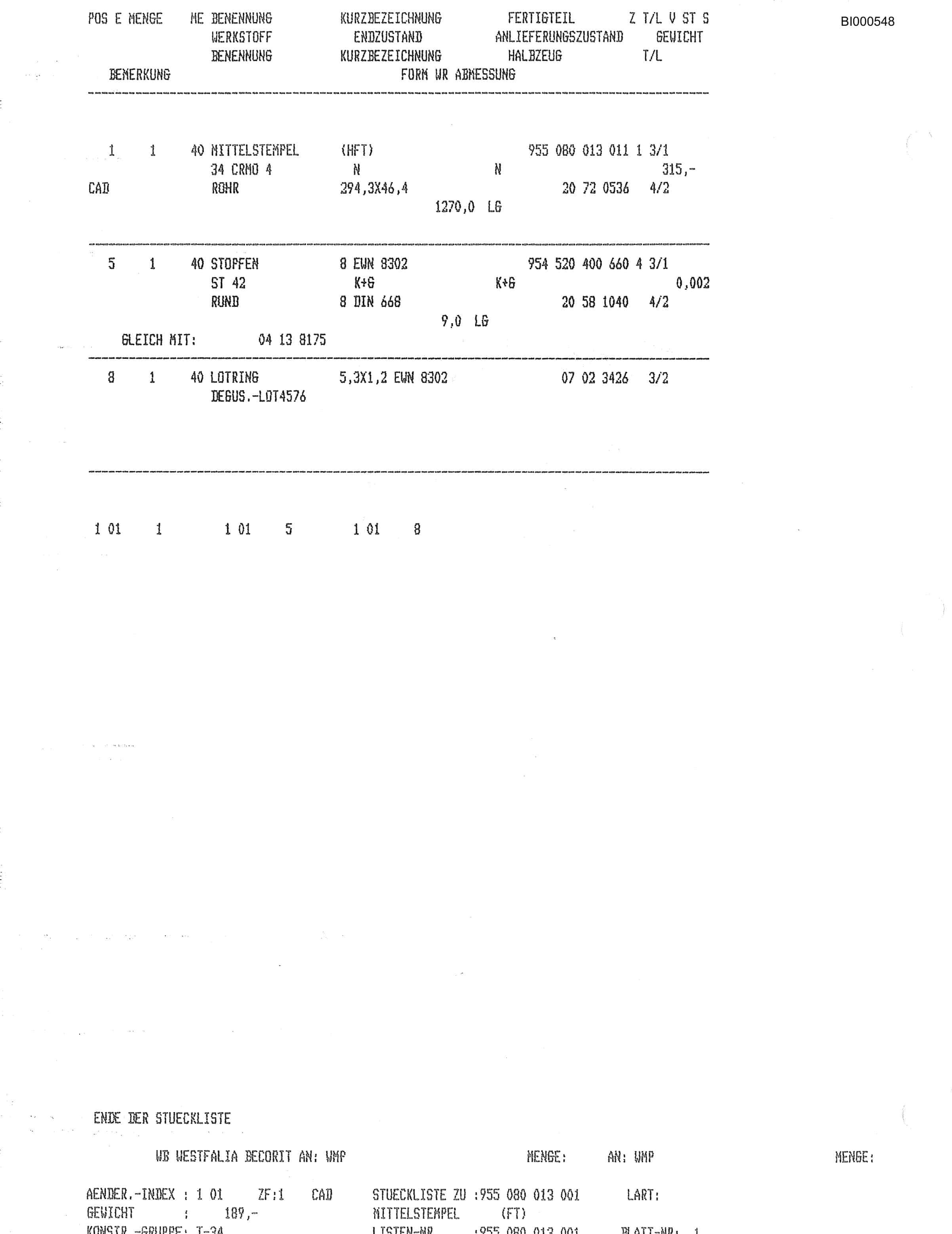 Bucyrus Impact Roll Sizer SB 250 UB Parts Catalog BI000548-2