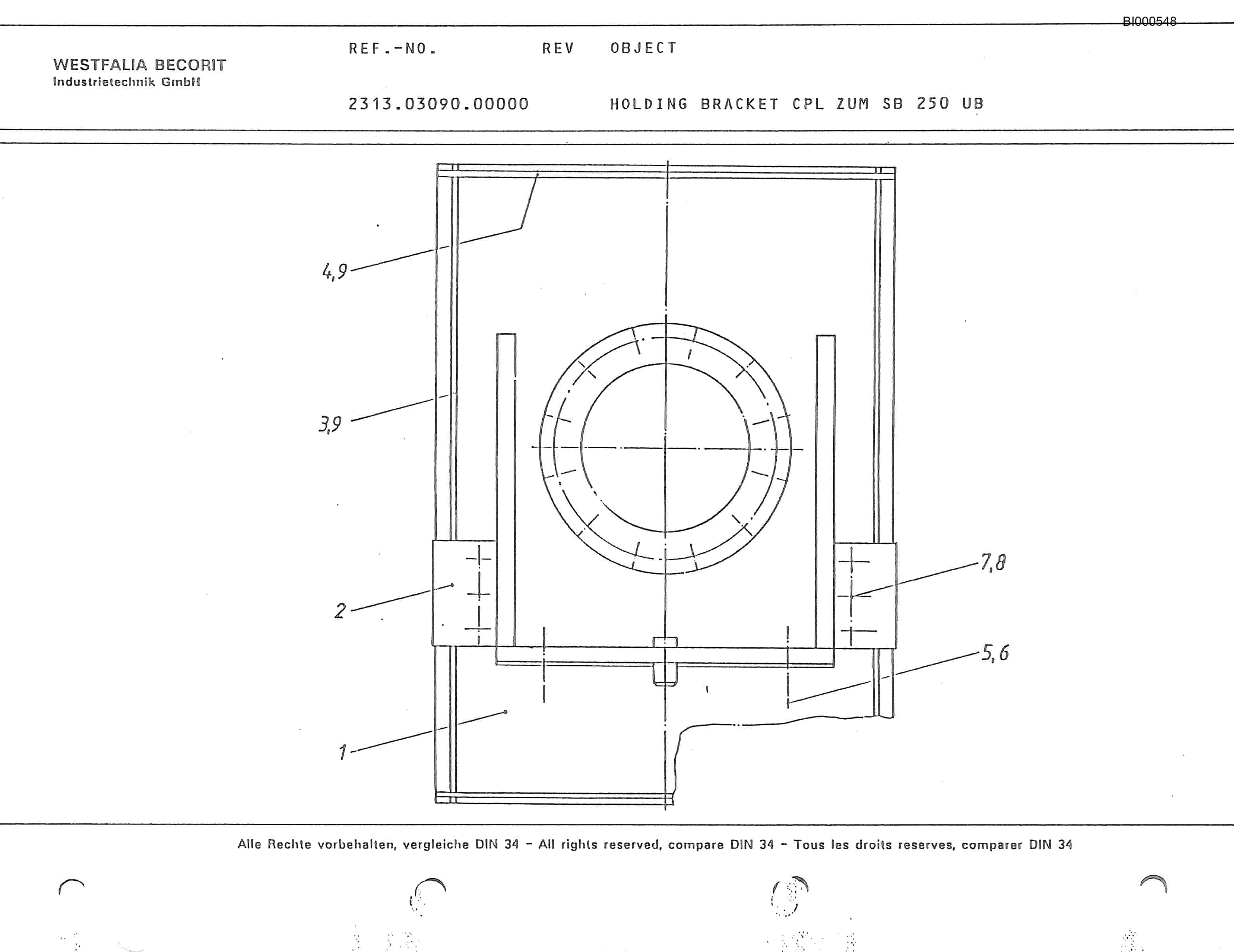 Bucyrus Impact Roll Sizer SB 250 UB Parts Catalog BI000548-4