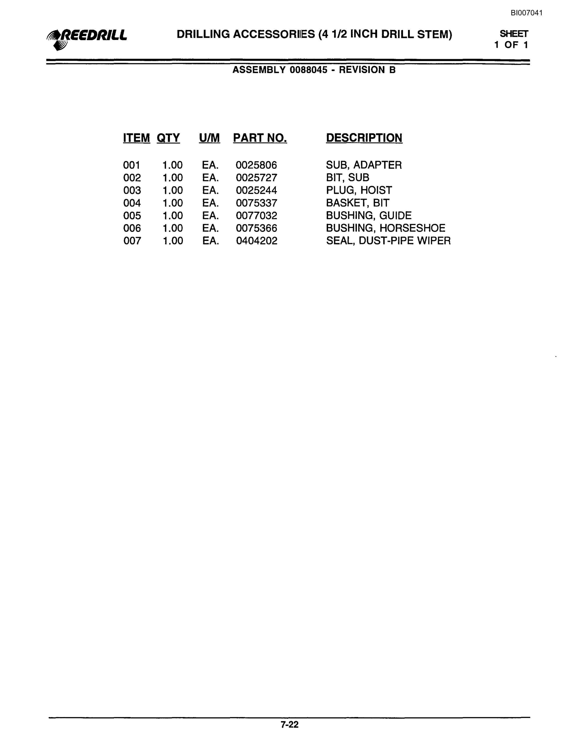 Bucyrus Infinity Blasthole Drill Parts Catalog BI007041-4