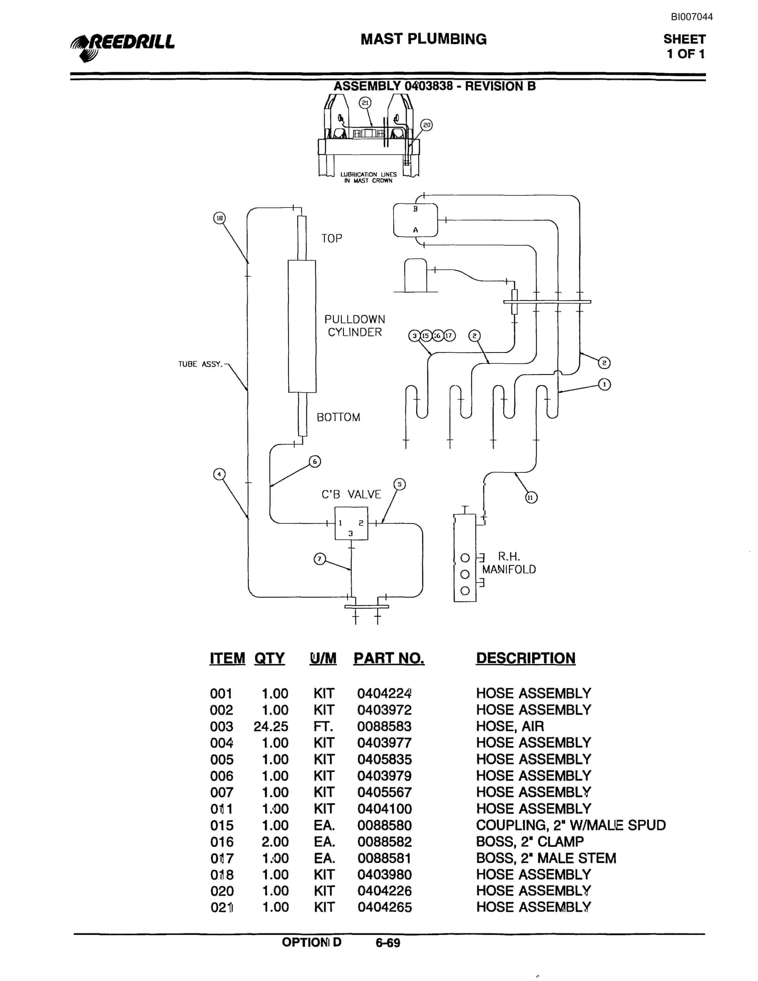 Bucyrus Infinity Blasthole Drill Parts Catalog BI007044-3