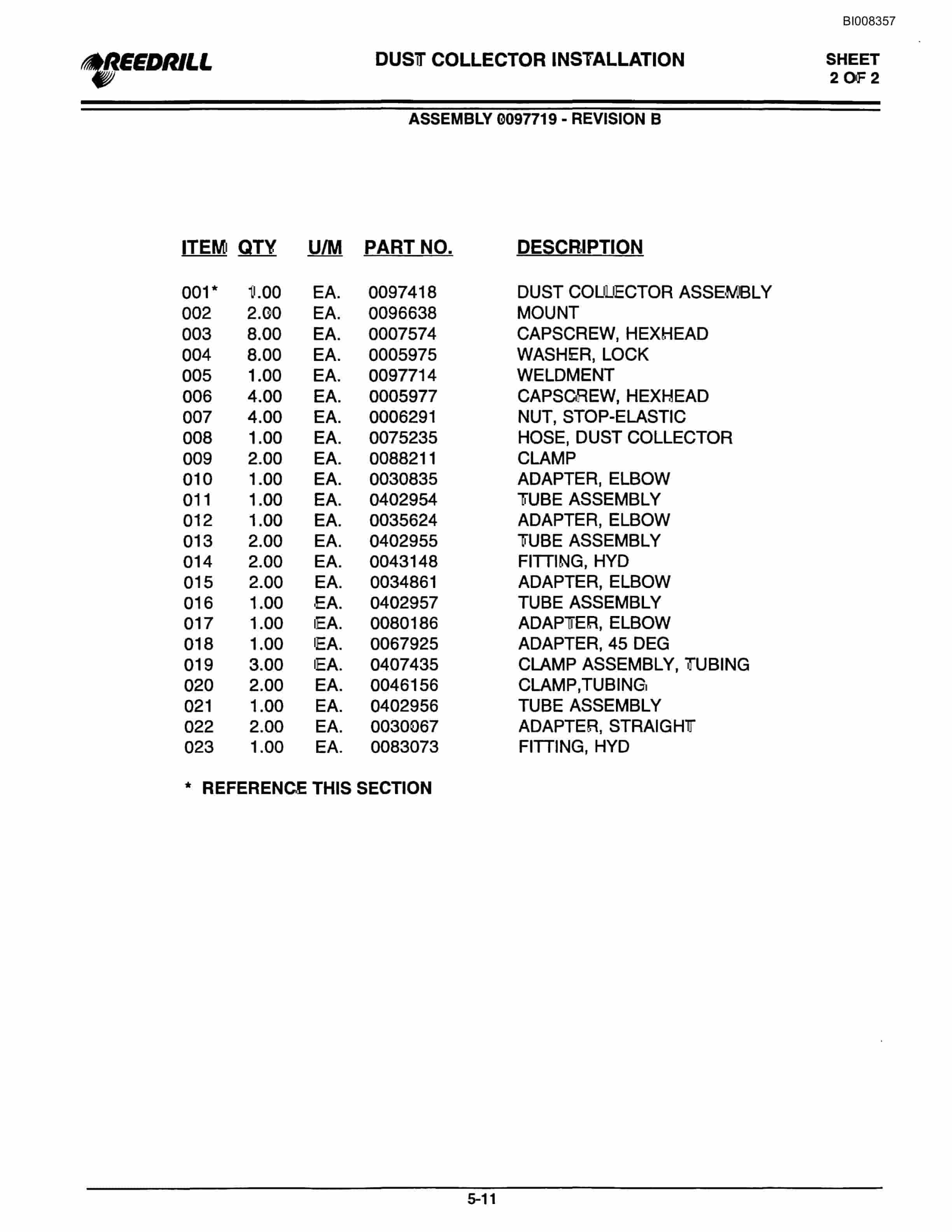 Bucyrus Infinity Blasthole Drill Parts Catalog BI008357-2