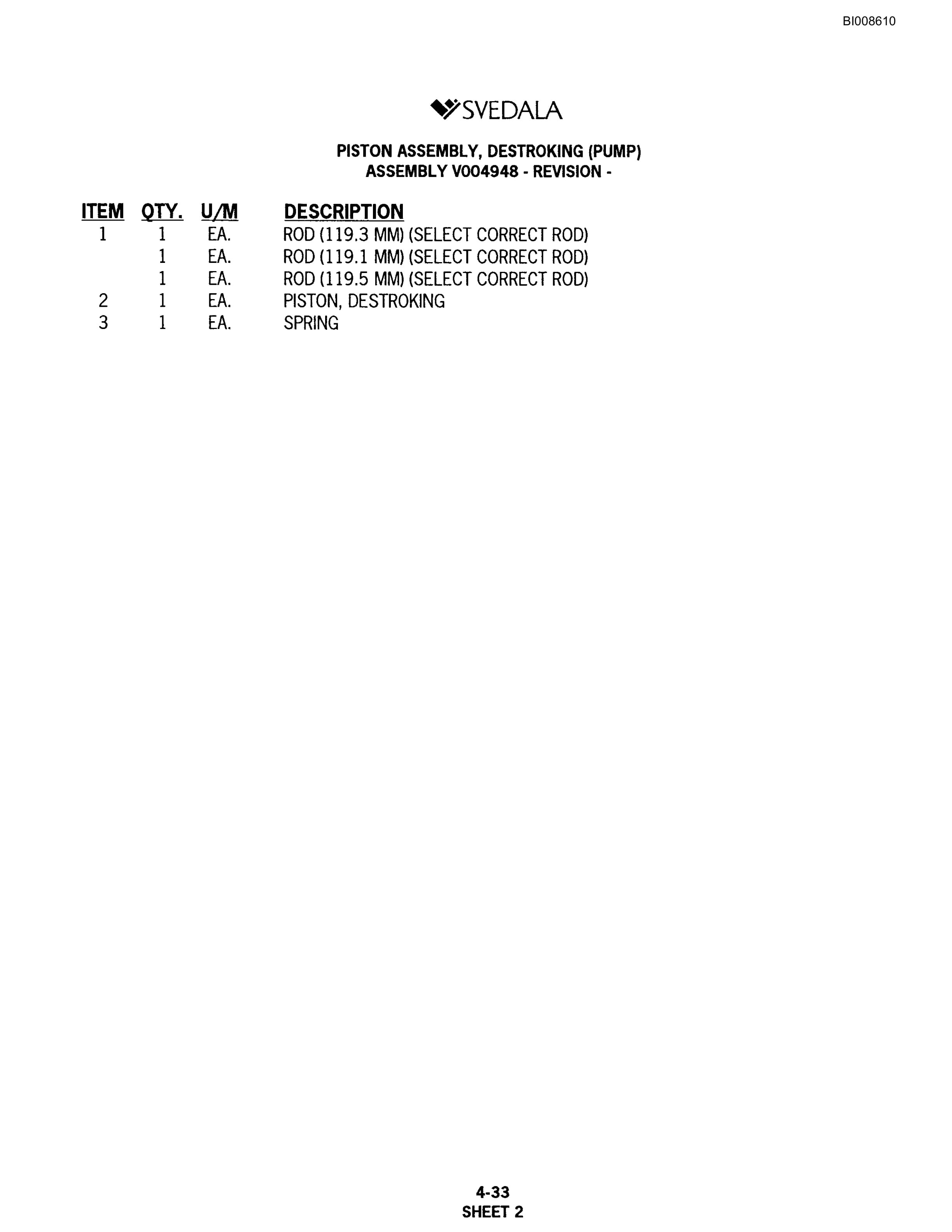 Bucyrus Infinity Blasthole Drill Parts Catalog BI008610-2