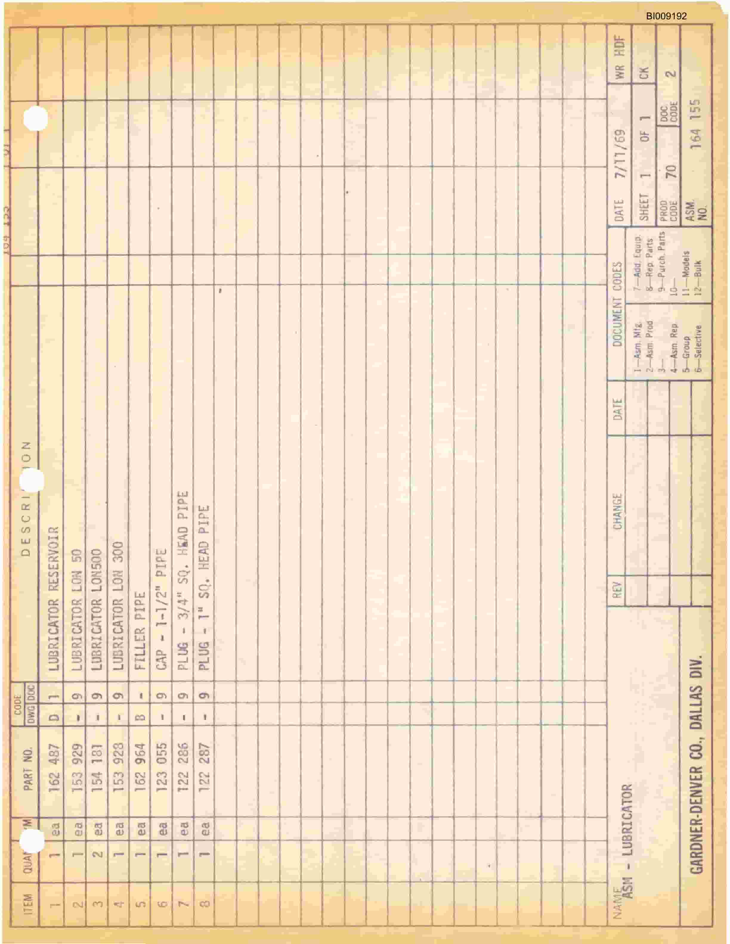 Bucyrus JB-276 Parts Catalog BI009192-3