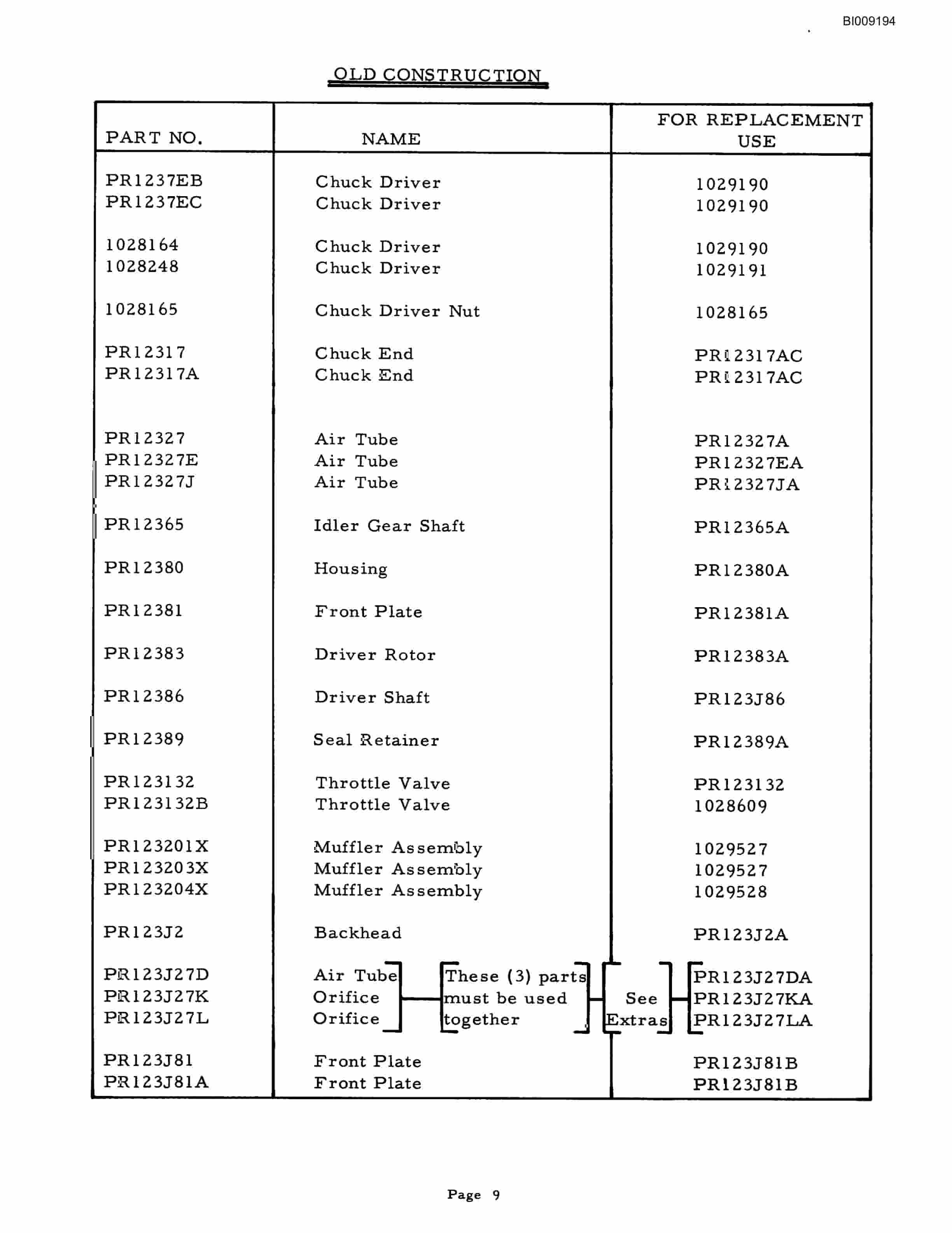Bucyrus JB-296 Parts Catalog BI009194-3