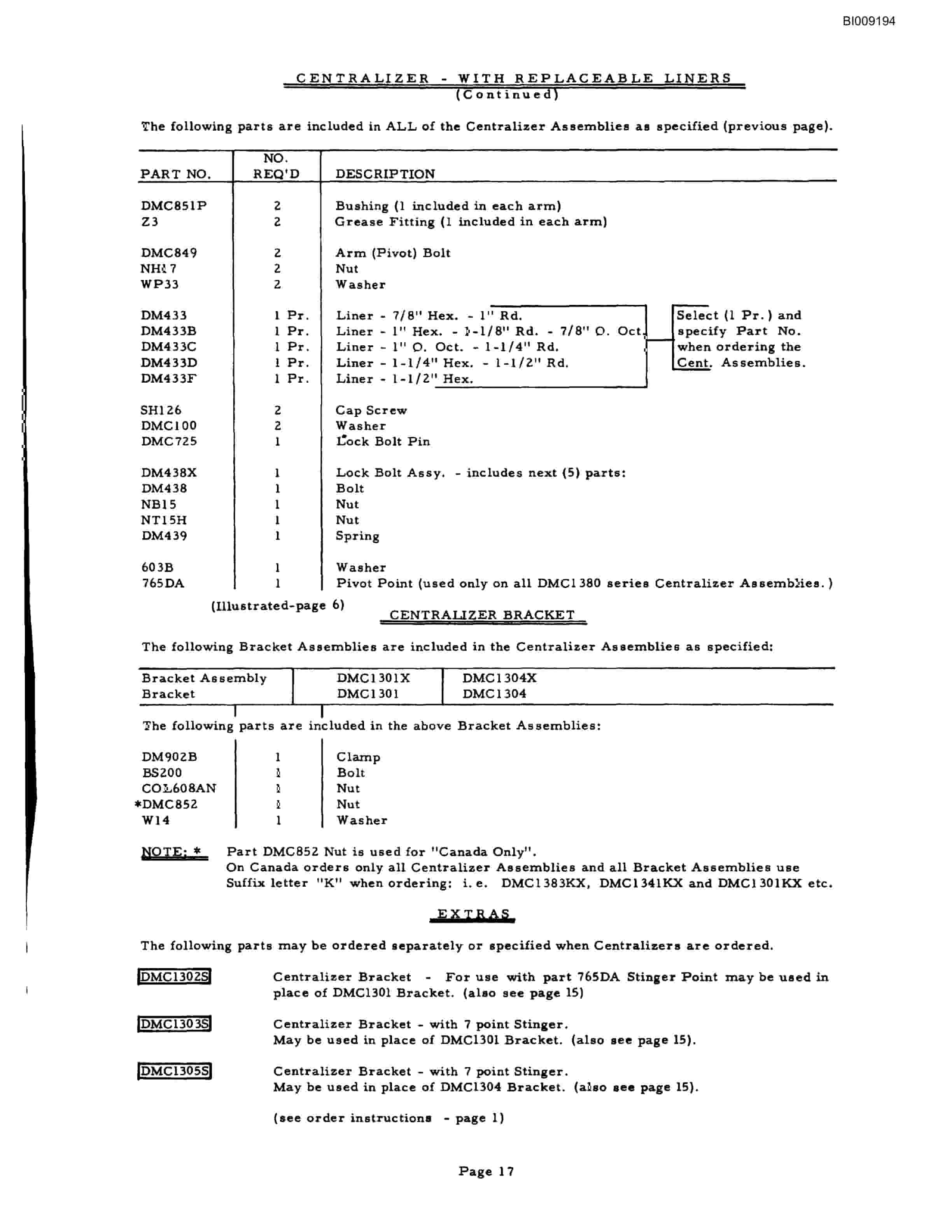 Bucyrus JB-296 Parts Catalog BI009194-5