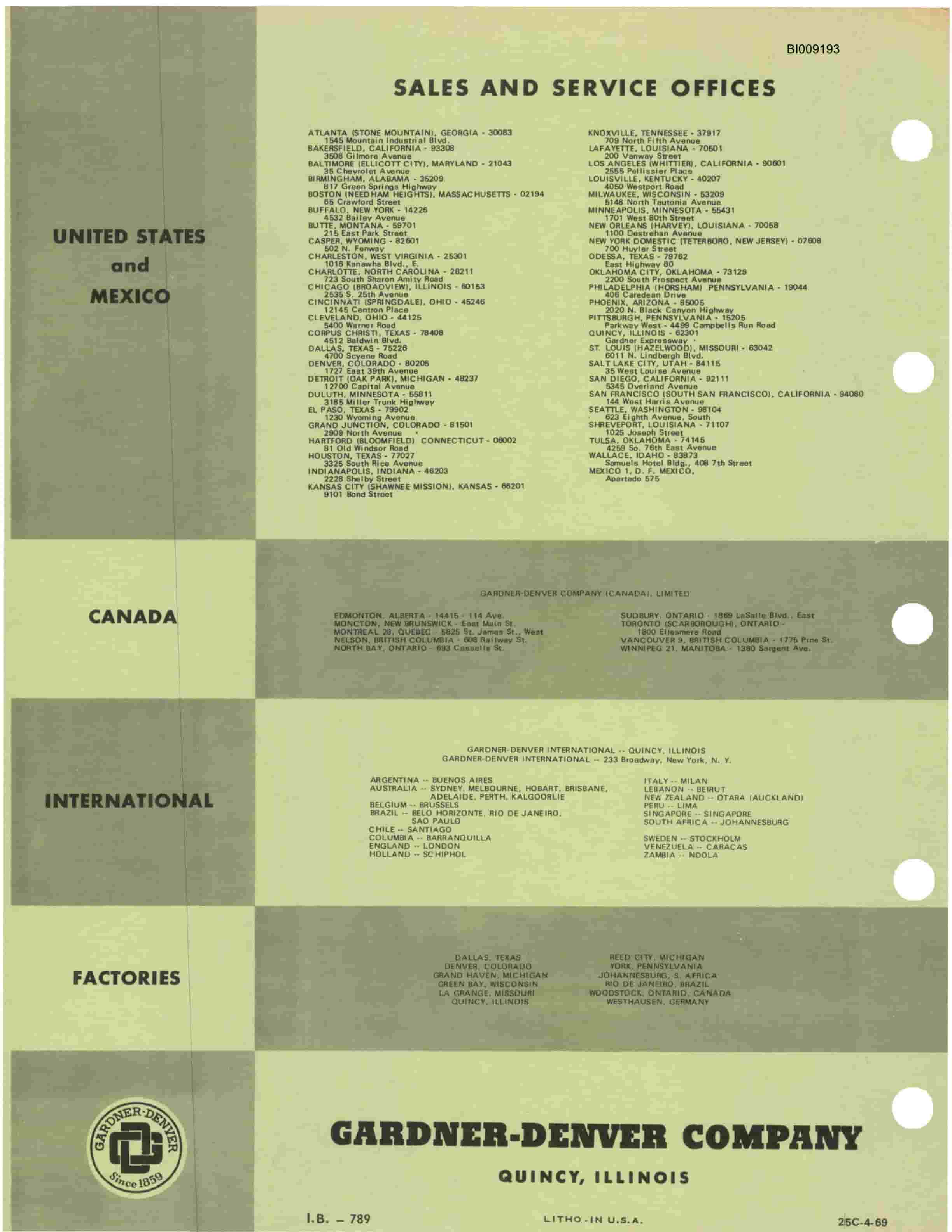 Bucyrus JB-297 Parts Catalog BI009193-5