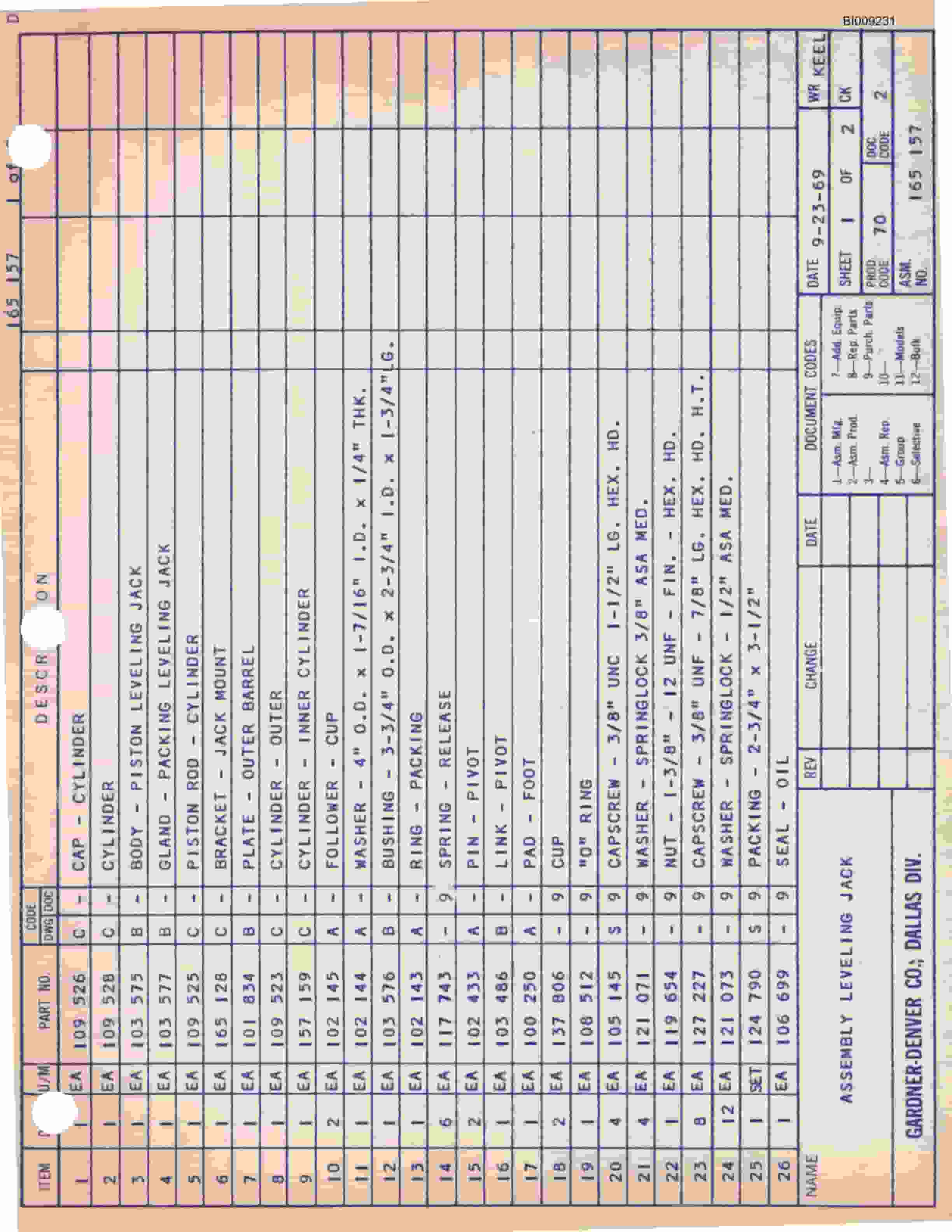 Bucyrus JB-300 Parts Catalog BI009231-5