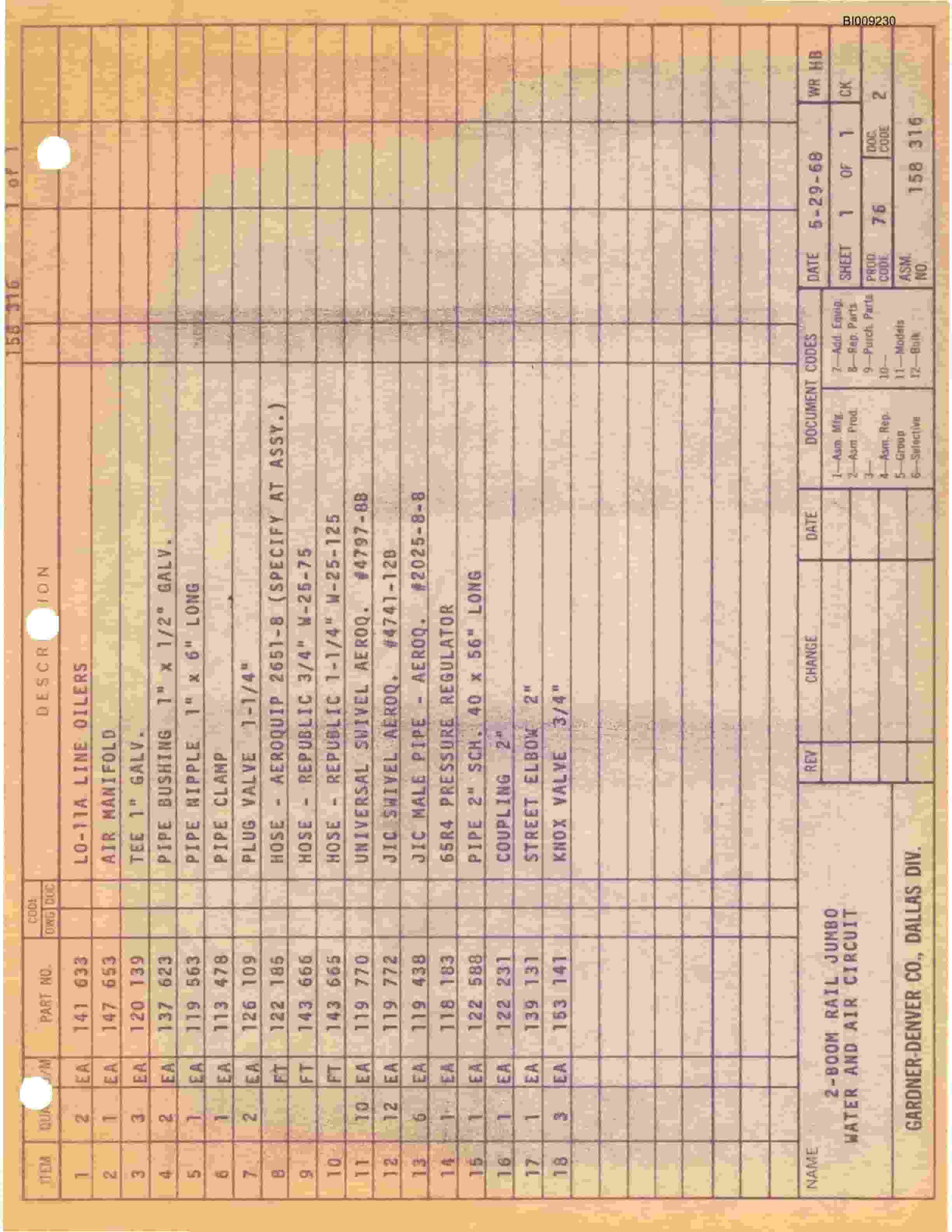 Bucyrus JB-303 Parts Catalog BI009230-5