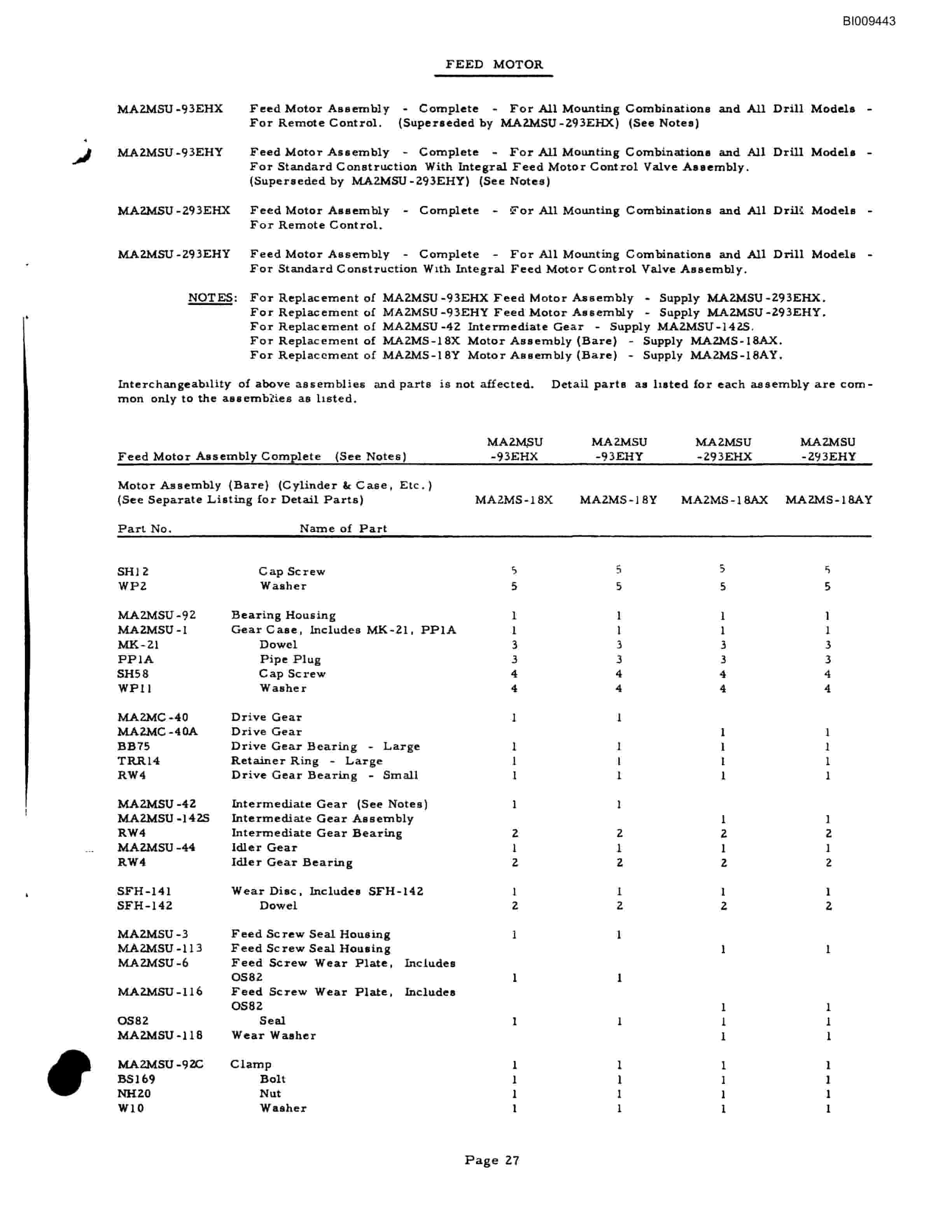 Bucyrus JB-334 Parts Catalog BI009443-2