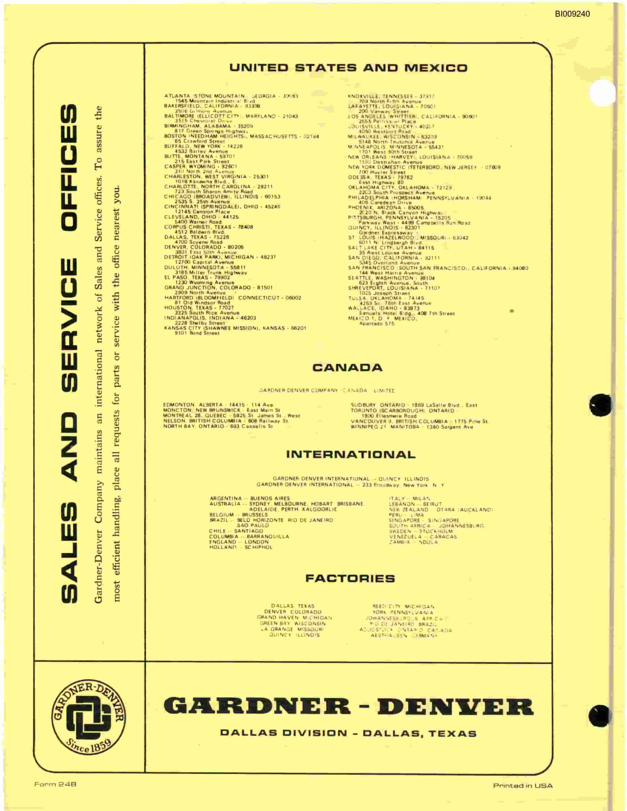Bucyrus JB-340 Parts Catalog BI009240-4