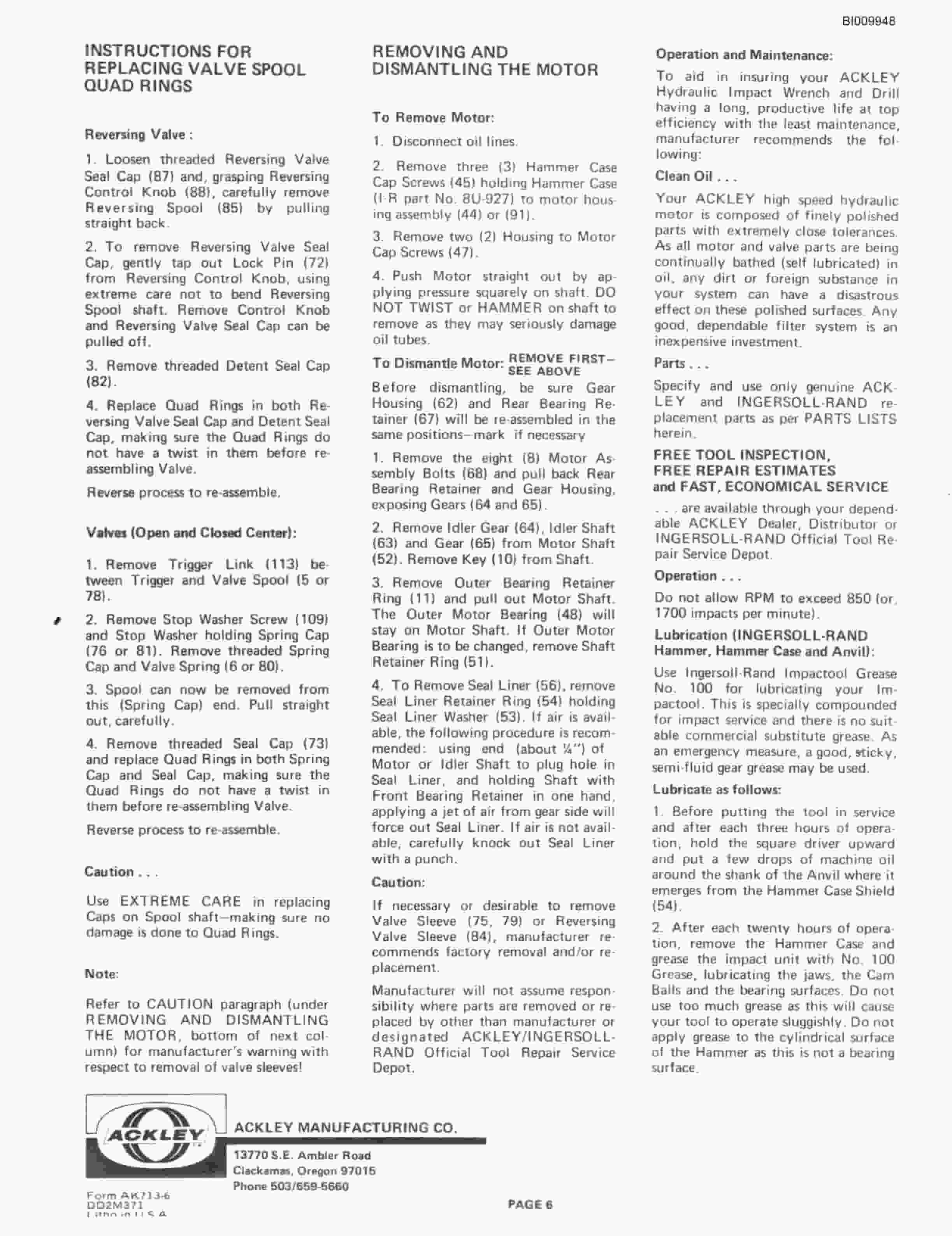Bucyrus JB-405 Parts Catalog BI009948-4
