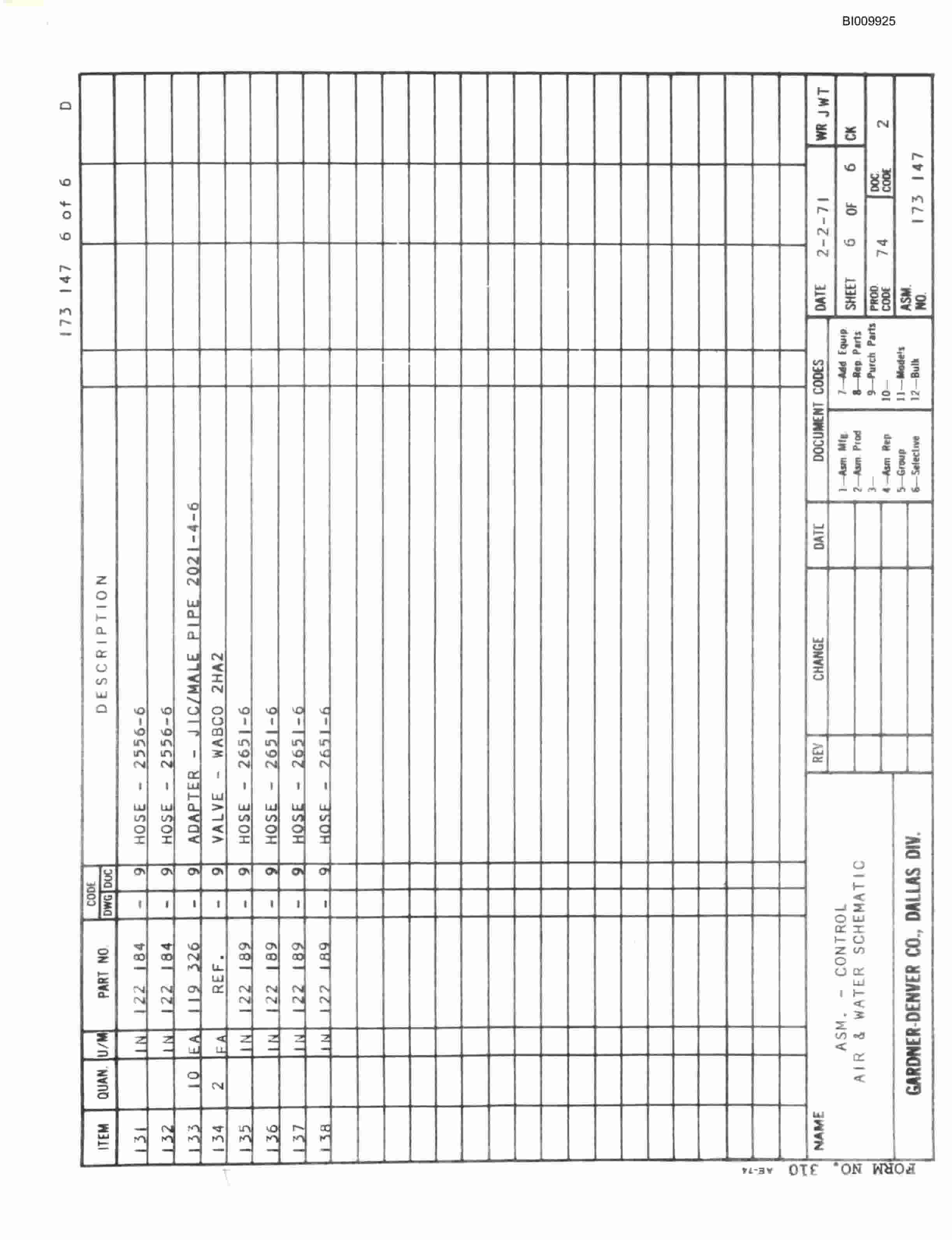 Bucyrus JB-421 Parts Catalog BI009925-3
