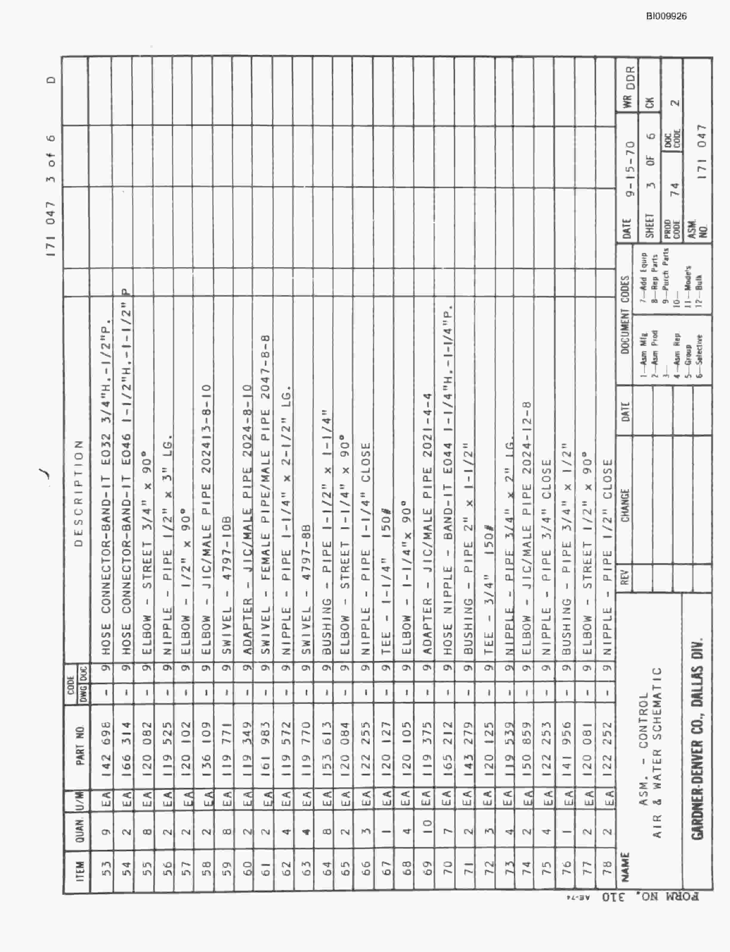 Bucyrus JB-422 Parts Catalog BI009926-3