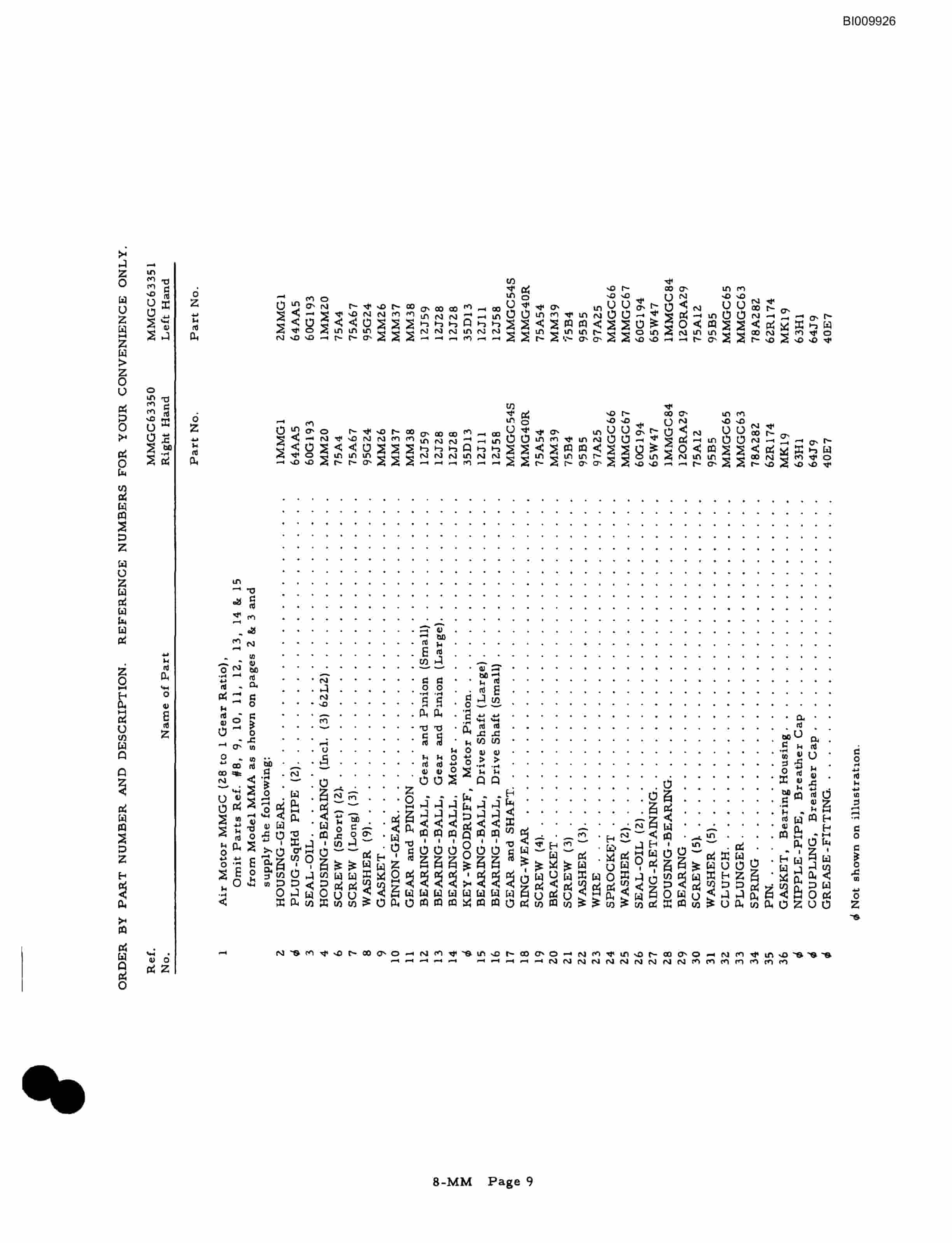 Bucyrus JB-422 Parts Catalog BI009926-4