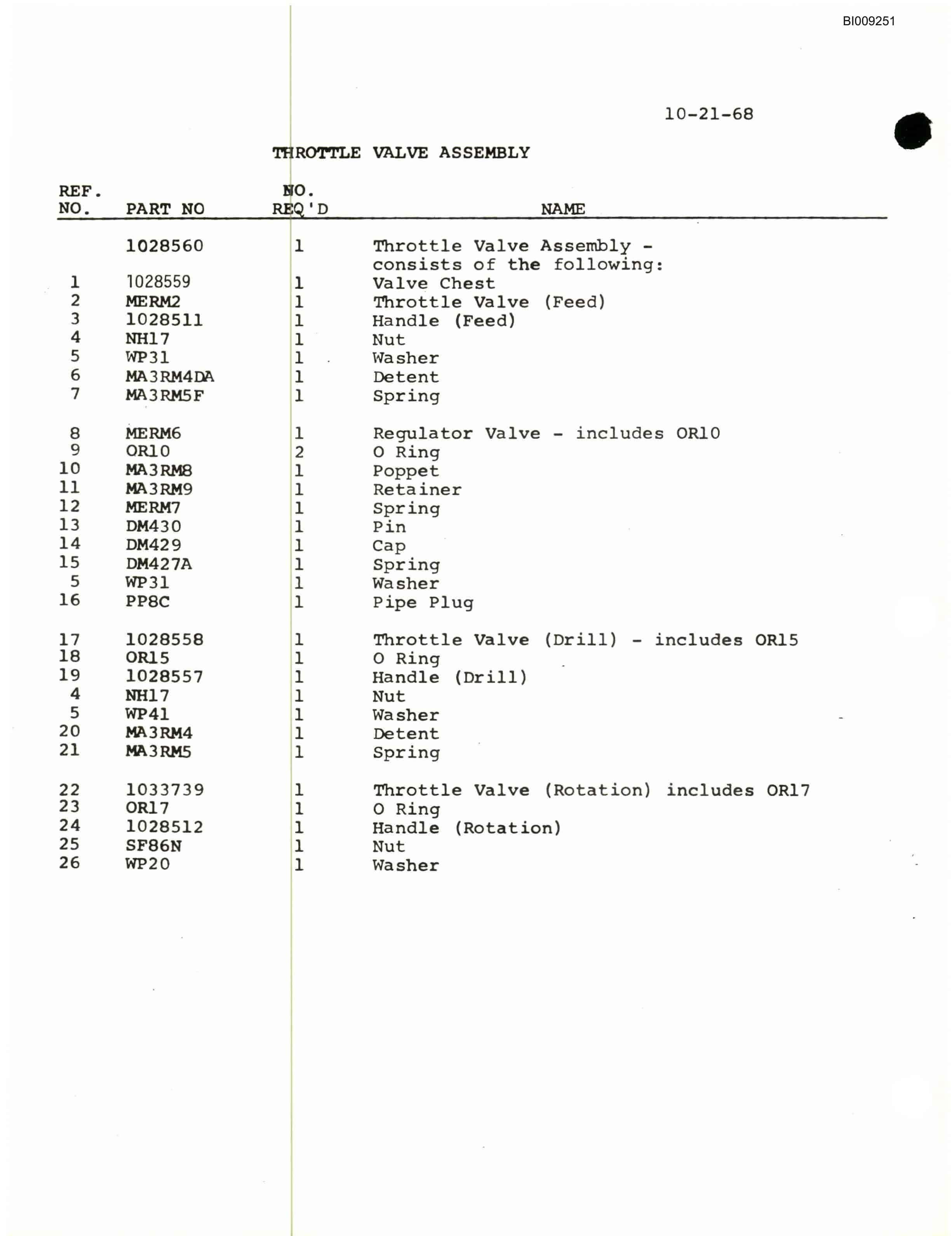 Bucyrus JB-429 Parts Catalog BI009251-5