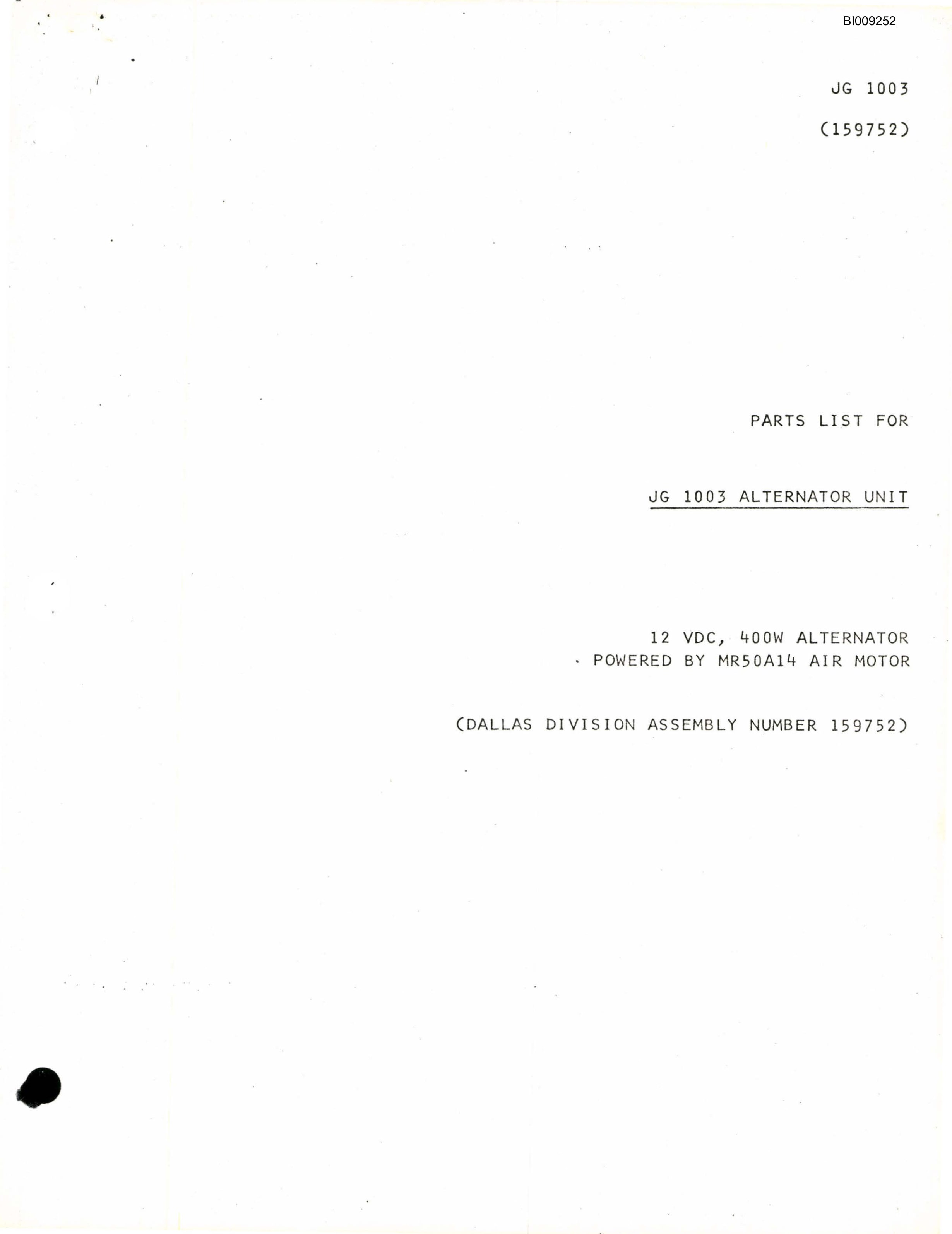 Bucyrus JB-429 Parts Catalog BI009252-3