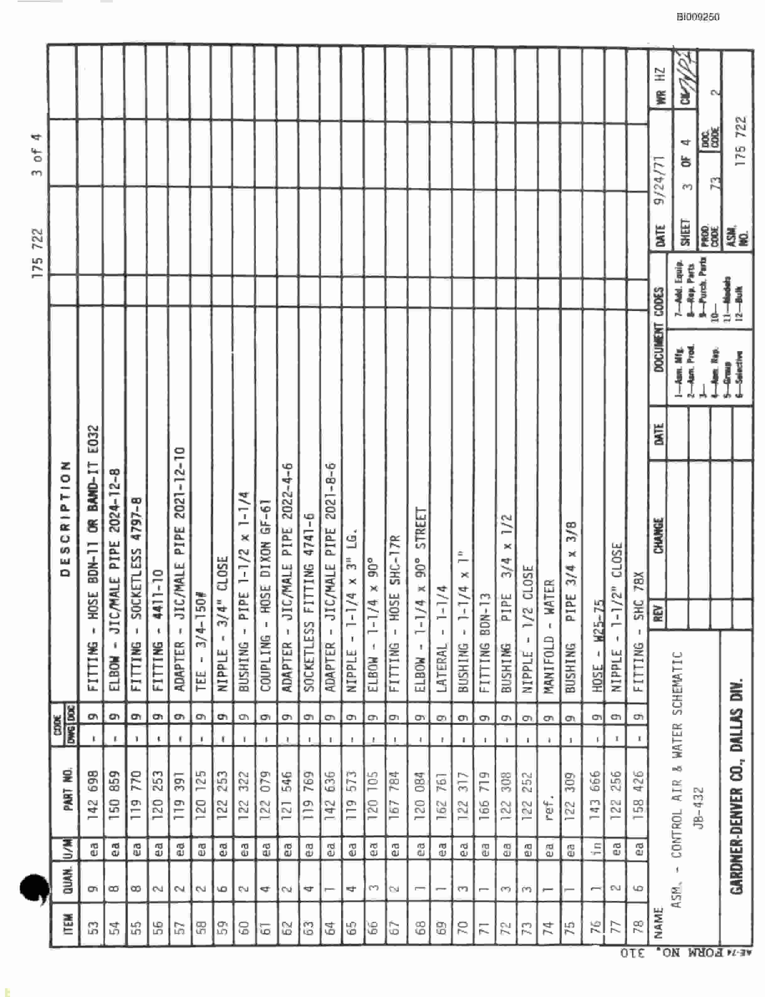 Bucyrus JB-432 Parts Catalog BI009250-3