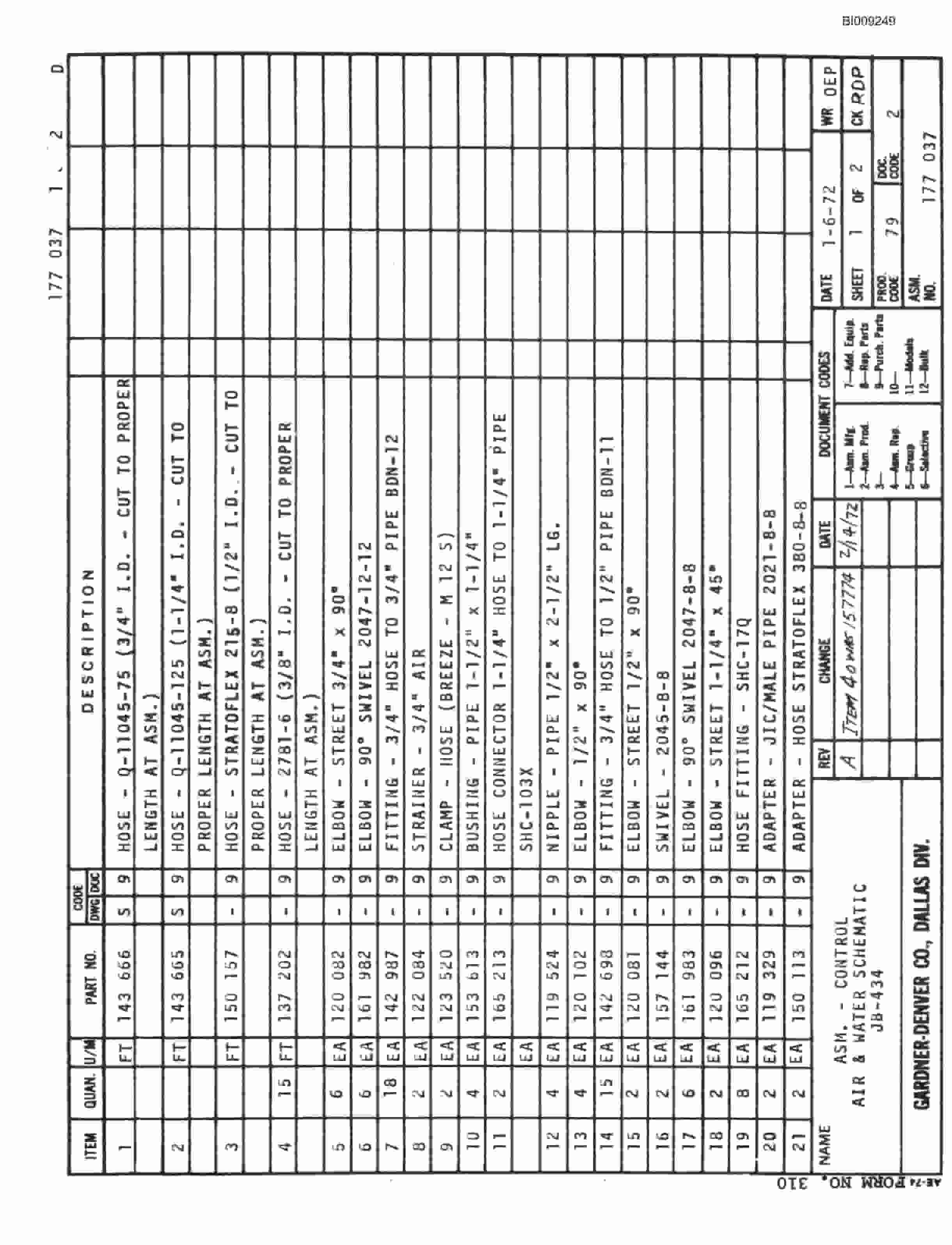 Bucyrus JB-434 Parts Catalog BI009249-4