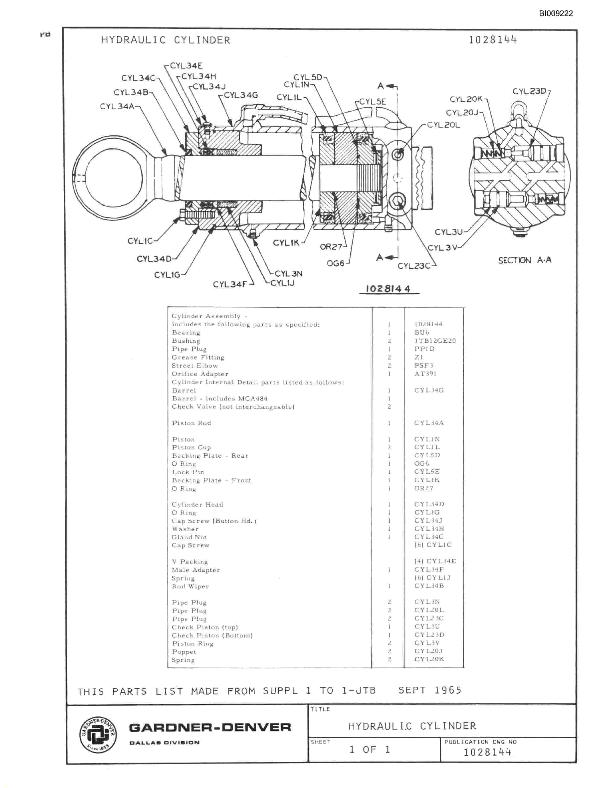 Bucyrus JB-443 Parts Catalog BI009222-4