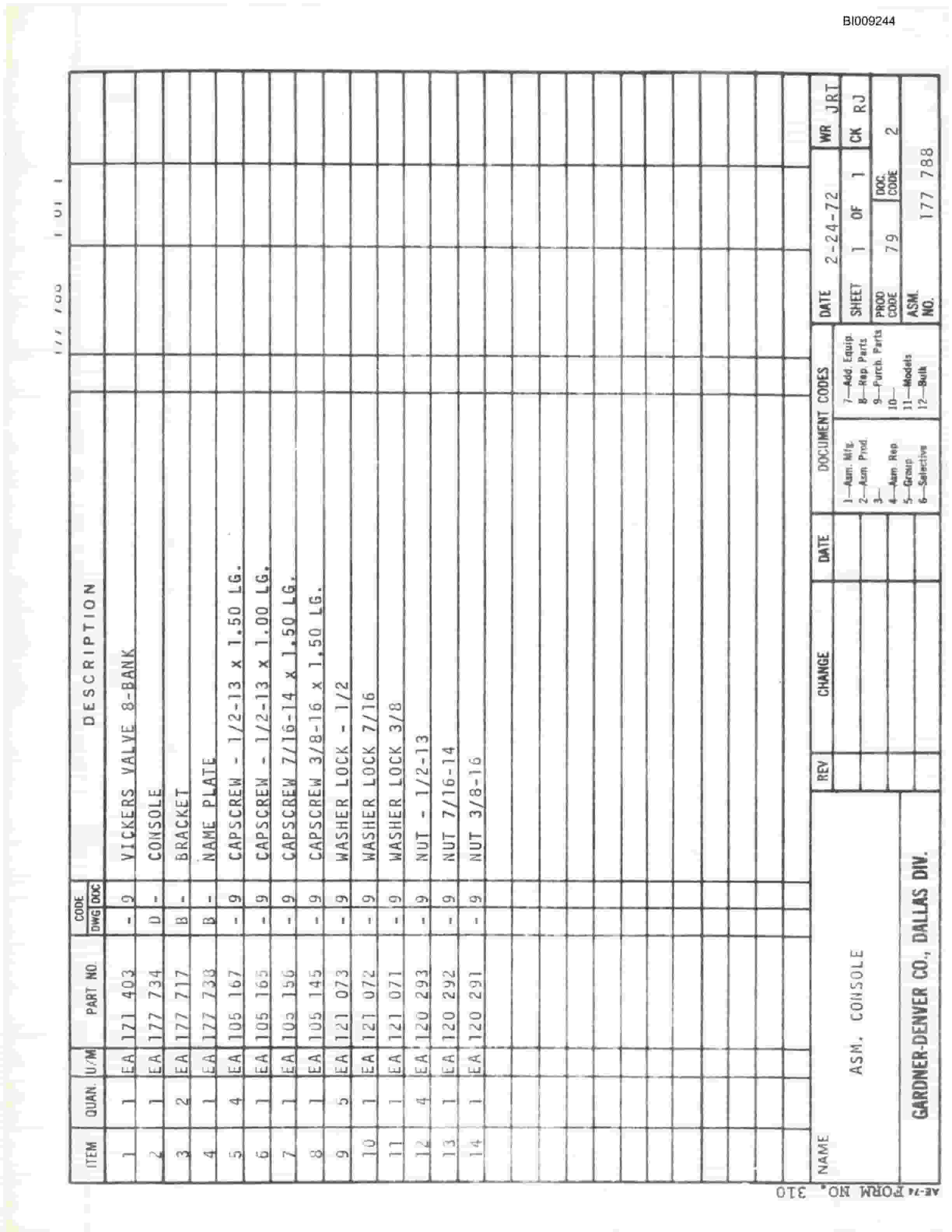 Bucyrus JB-446 Parts Catalog BI009244-3