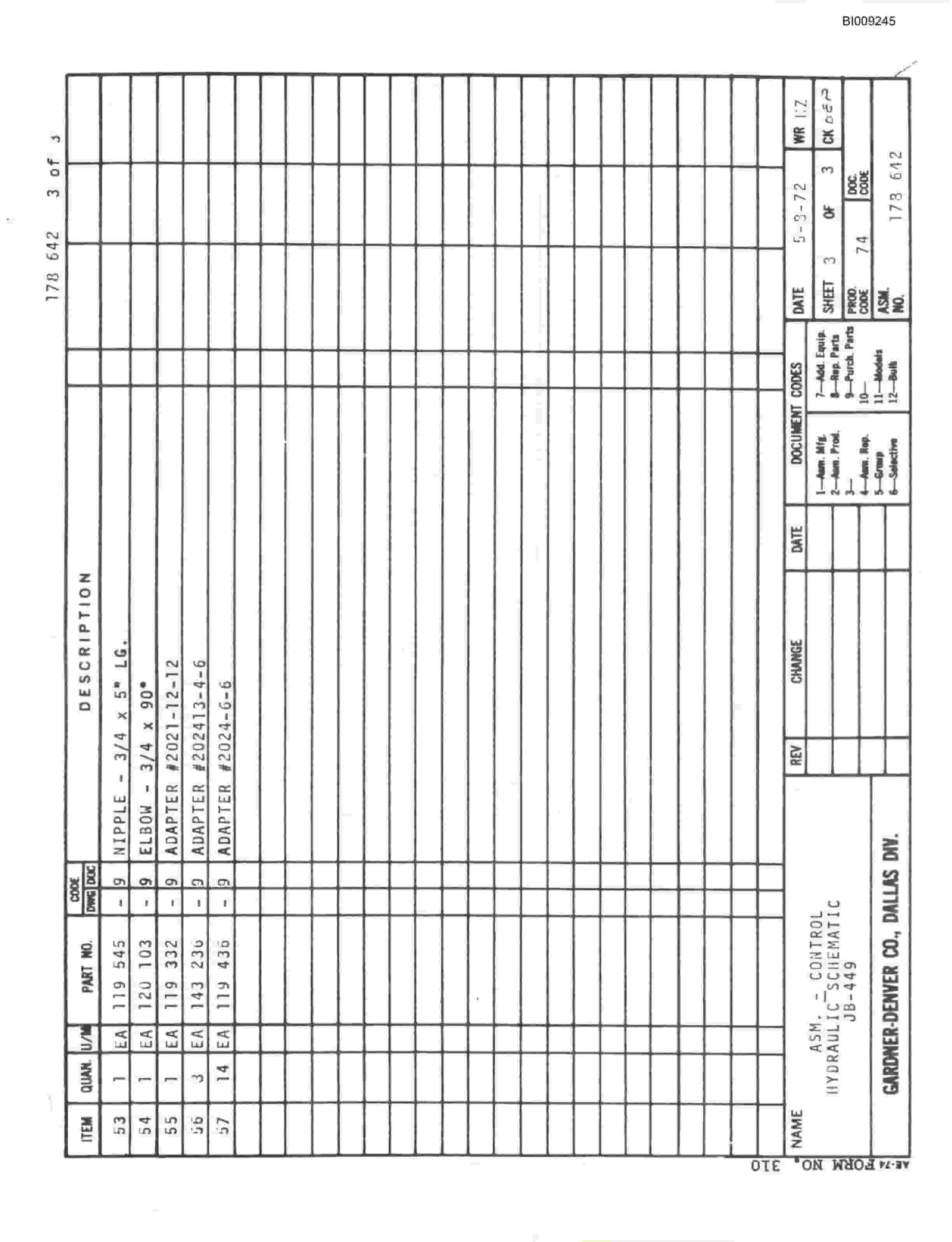 Bucyrus JB-449 Parts Catalog BI009245-2