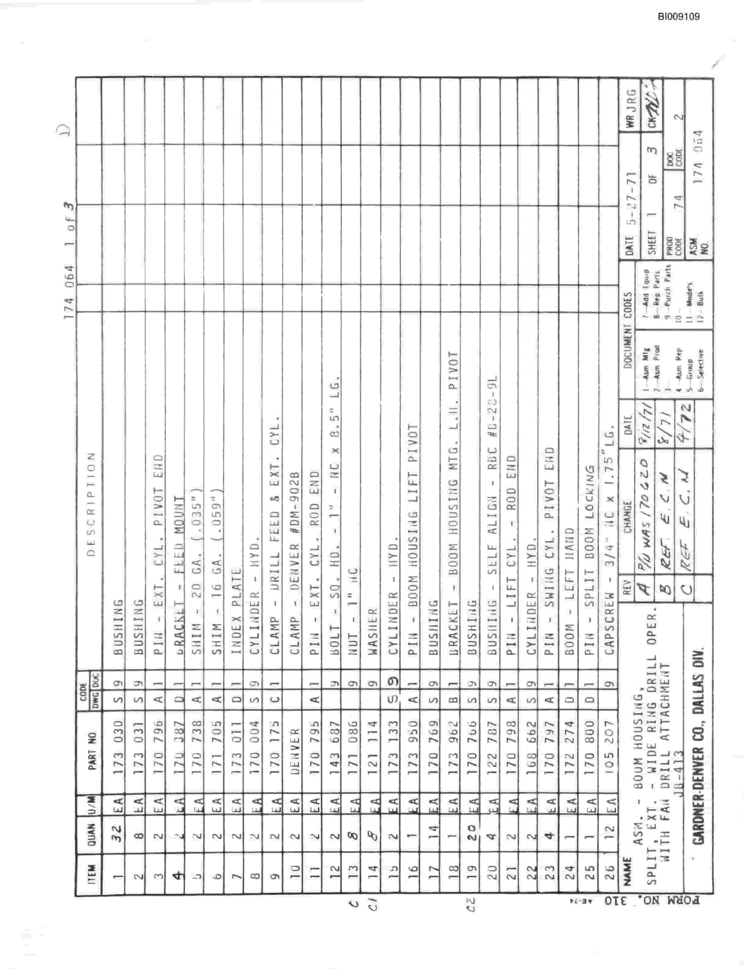 Bucyrus JB-451 Parts Catalog BI009109-2