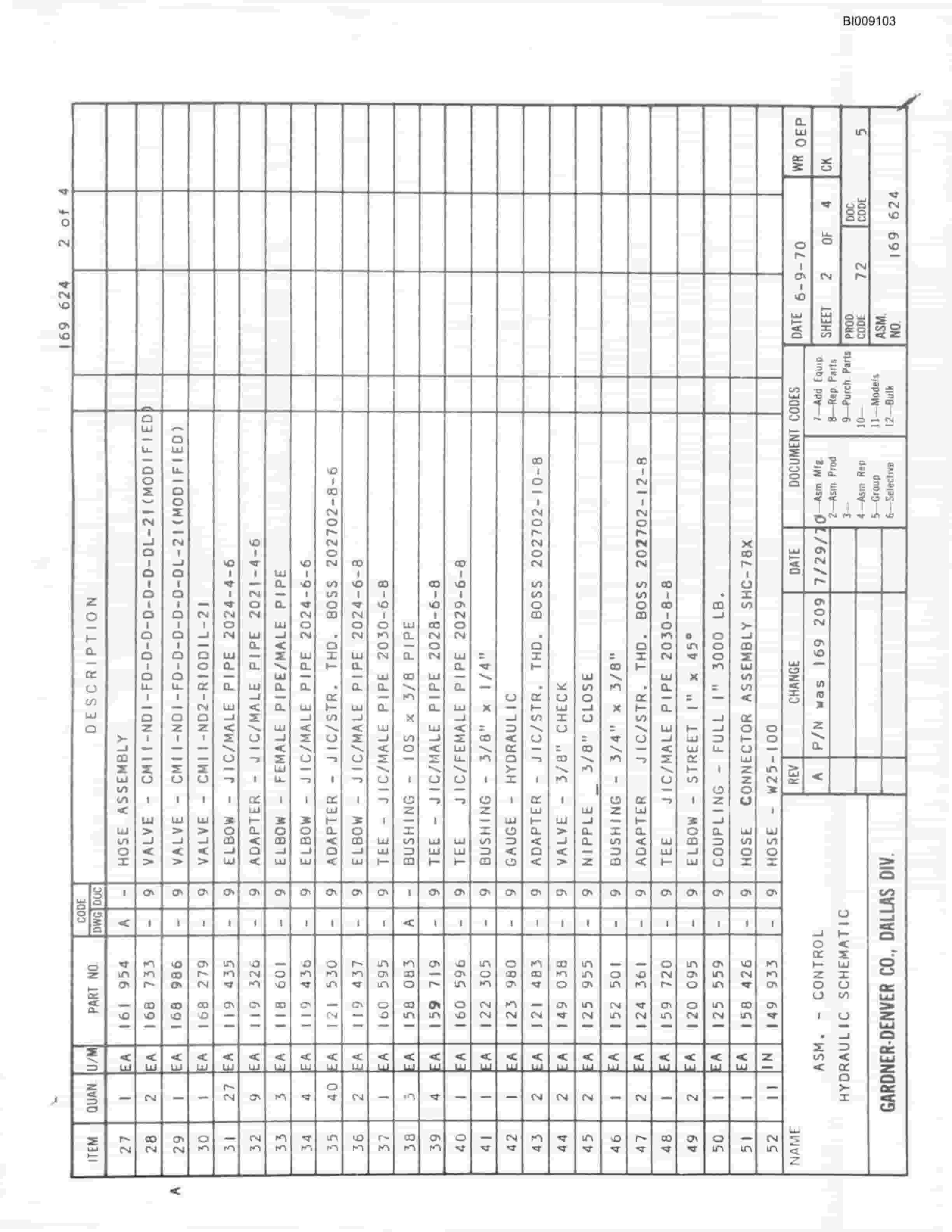 Bucyrus JB-460 Parts Catalog BI009103-5