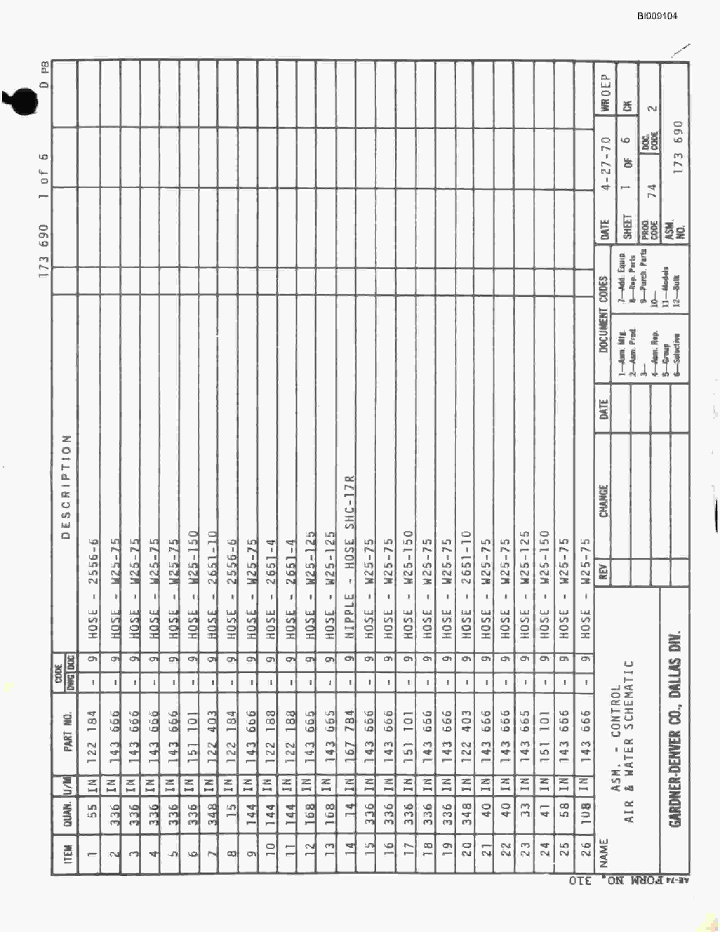 Bucyrus JB-461 Parts Catalog BI009104-3