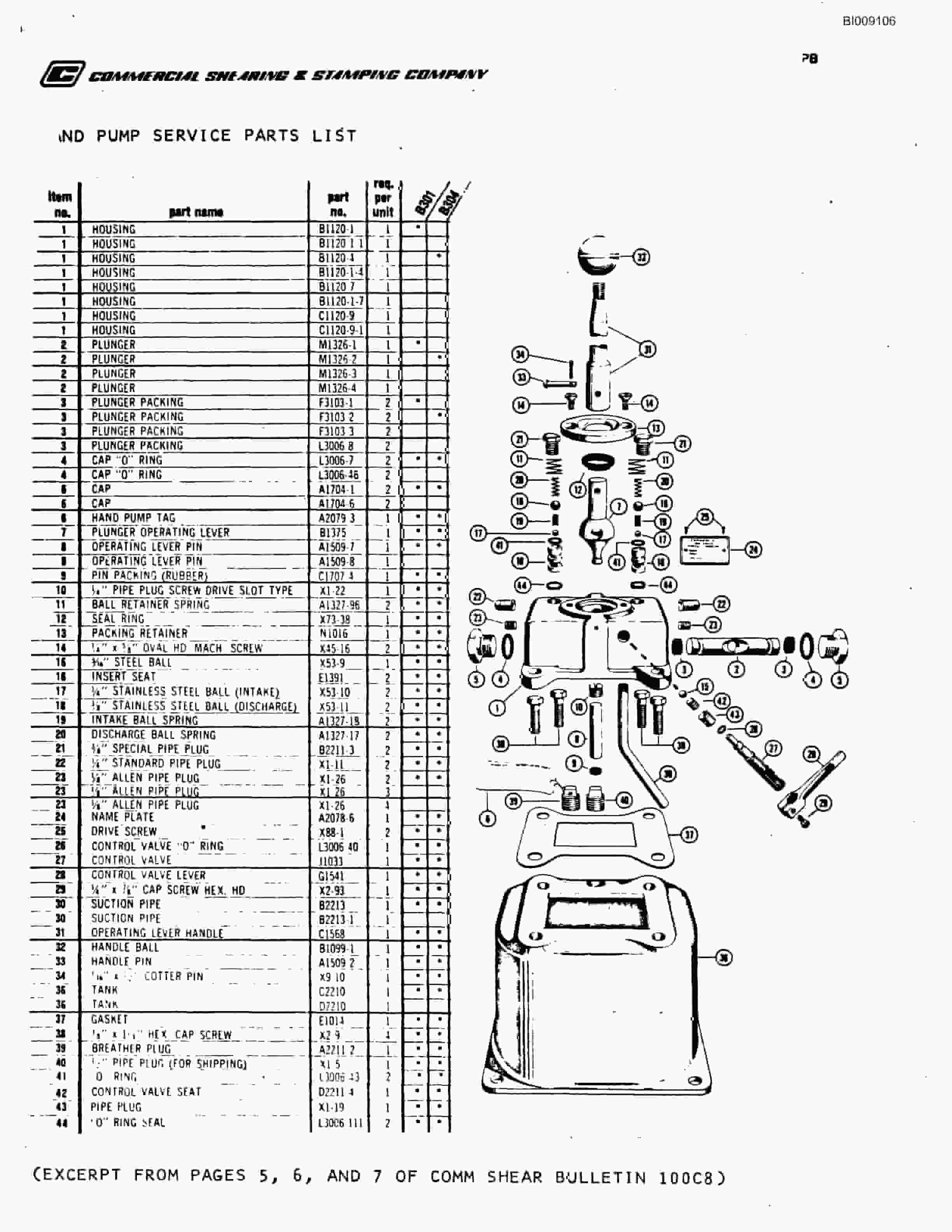 Bucyrus JB-465 Parts Catalog BI009106-5
