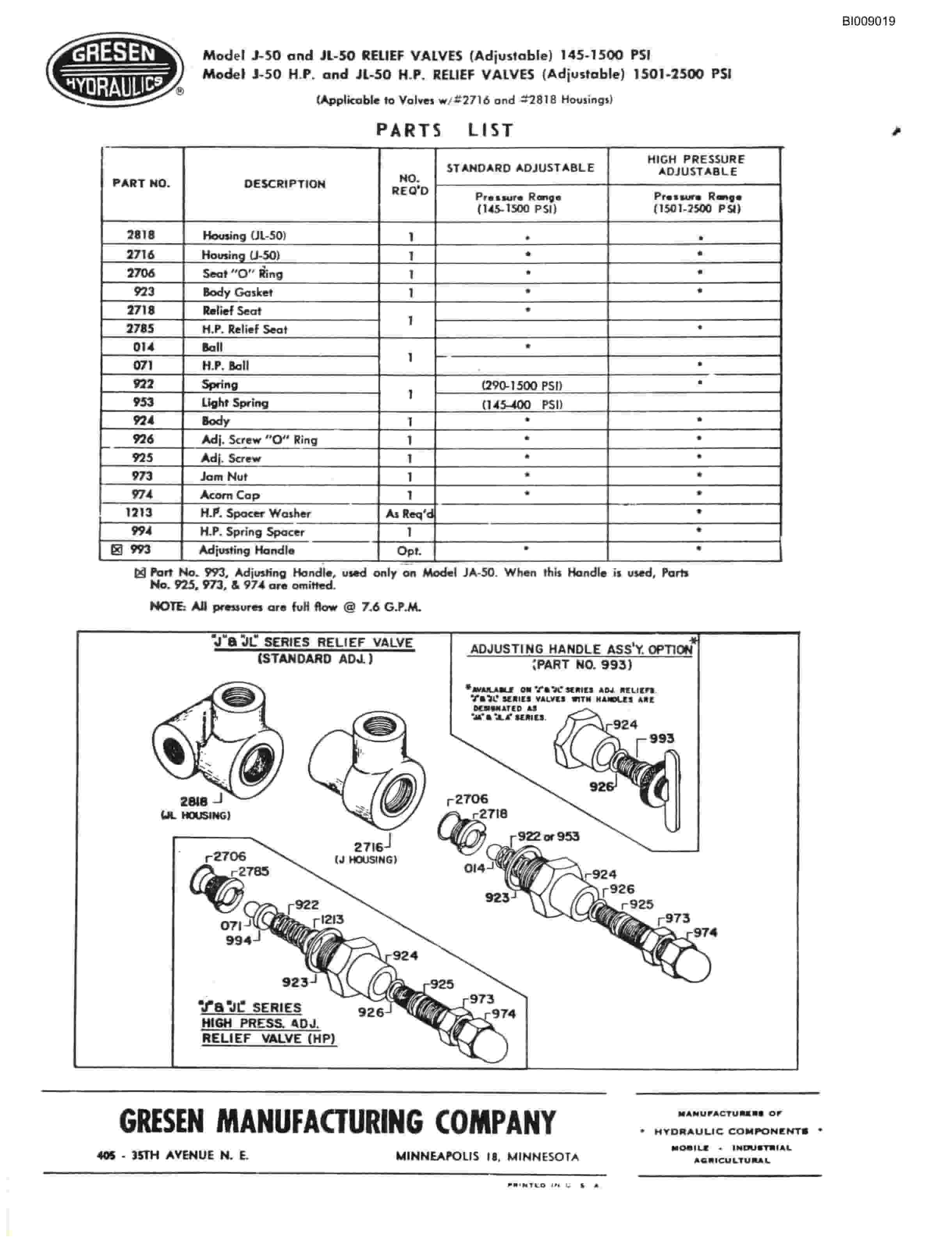 Bucyrus JB-475 Parts Catalog BI009019-4