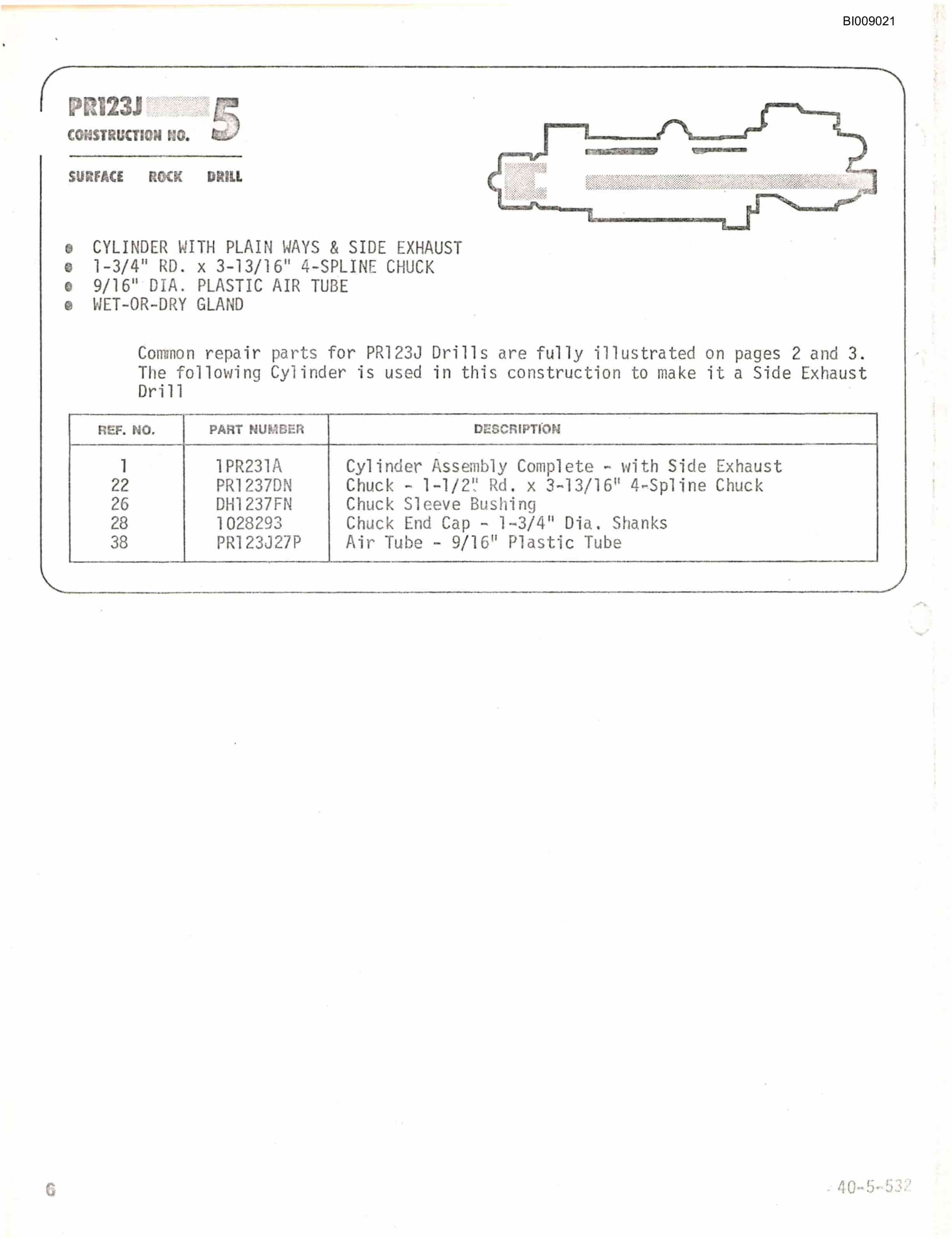 Bucyrus JB-478 Parts Catalog BI009021-3