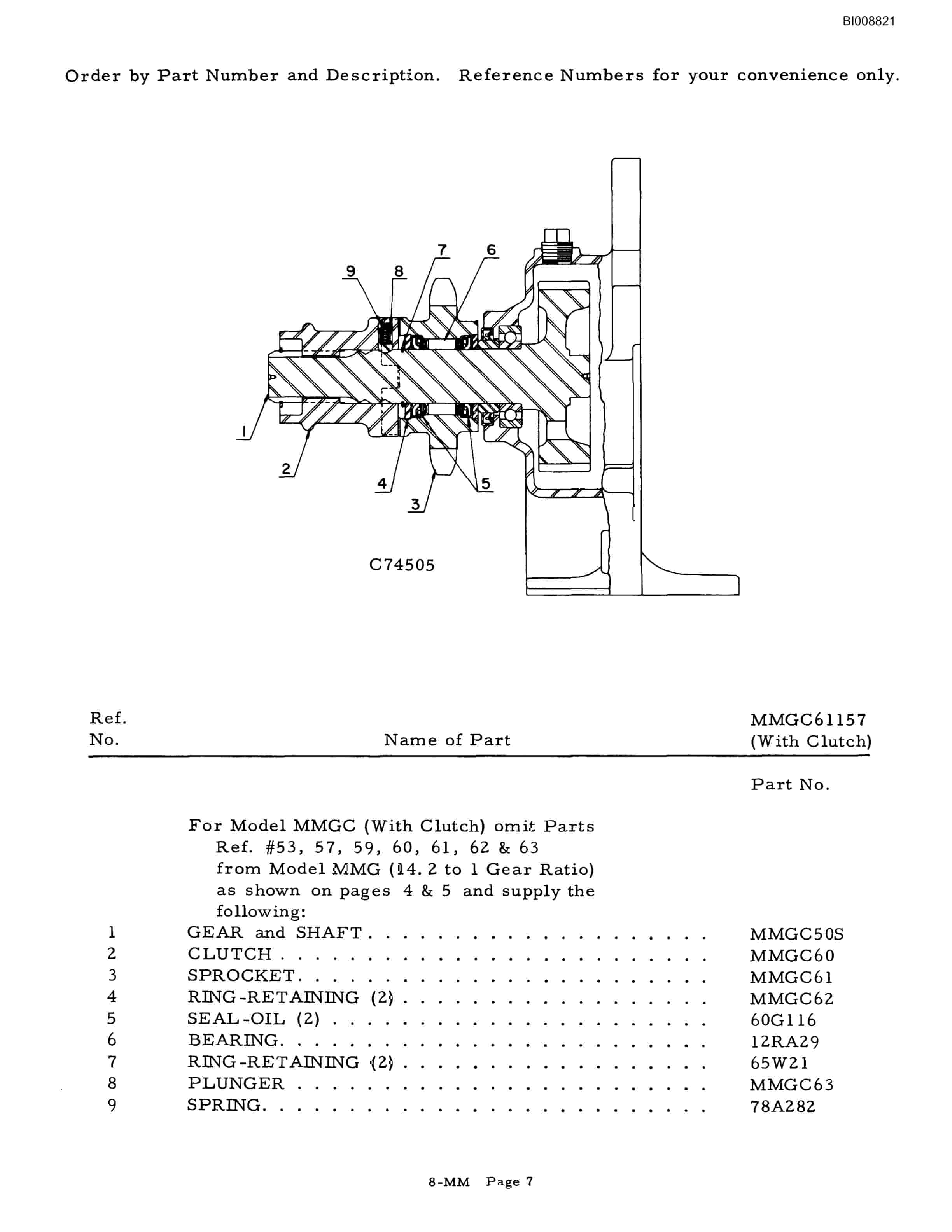 Bucyrus JB-500 Parts Catalog BI008821-5