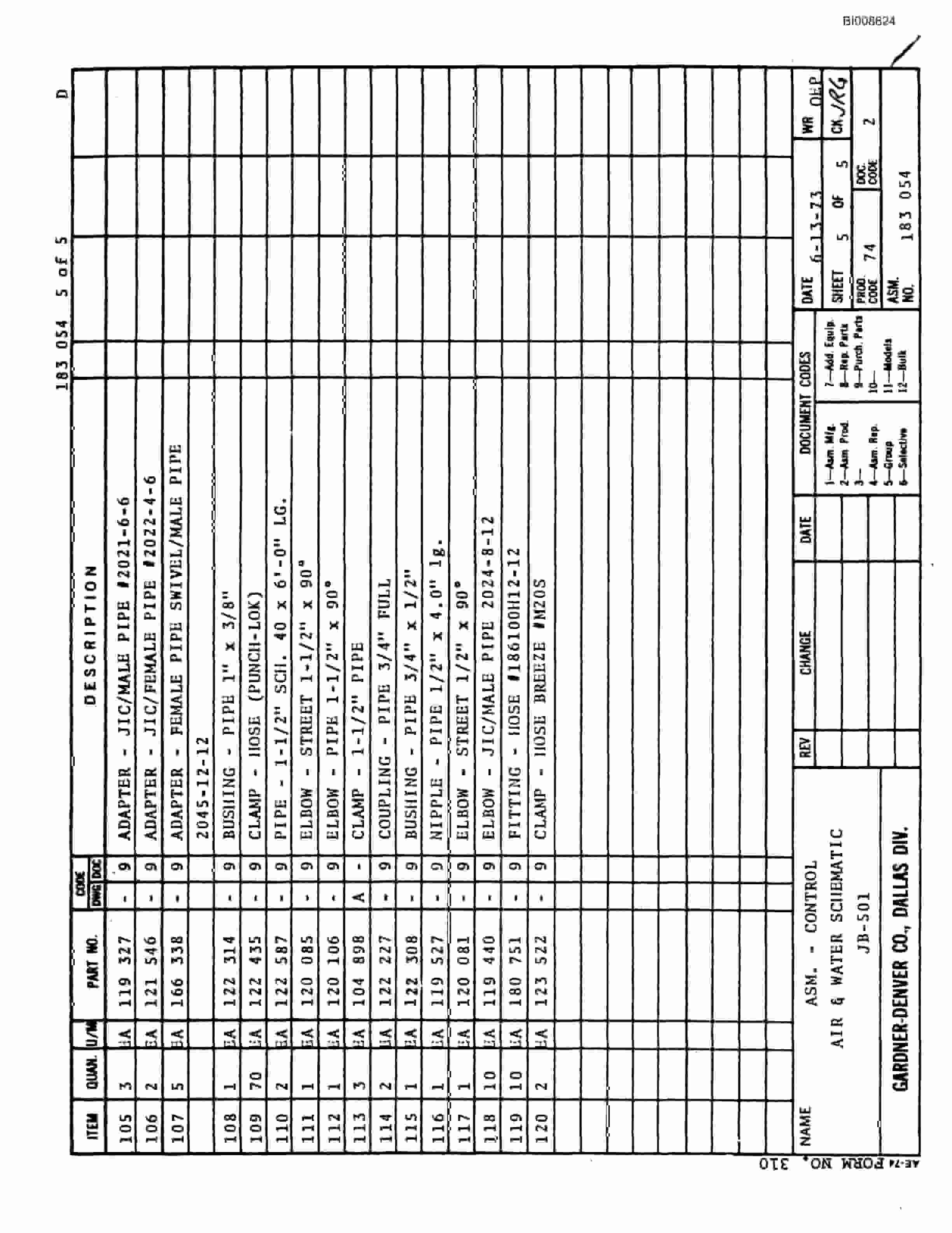 Bucyrus JB-501 Parts Catalog BI008824-5