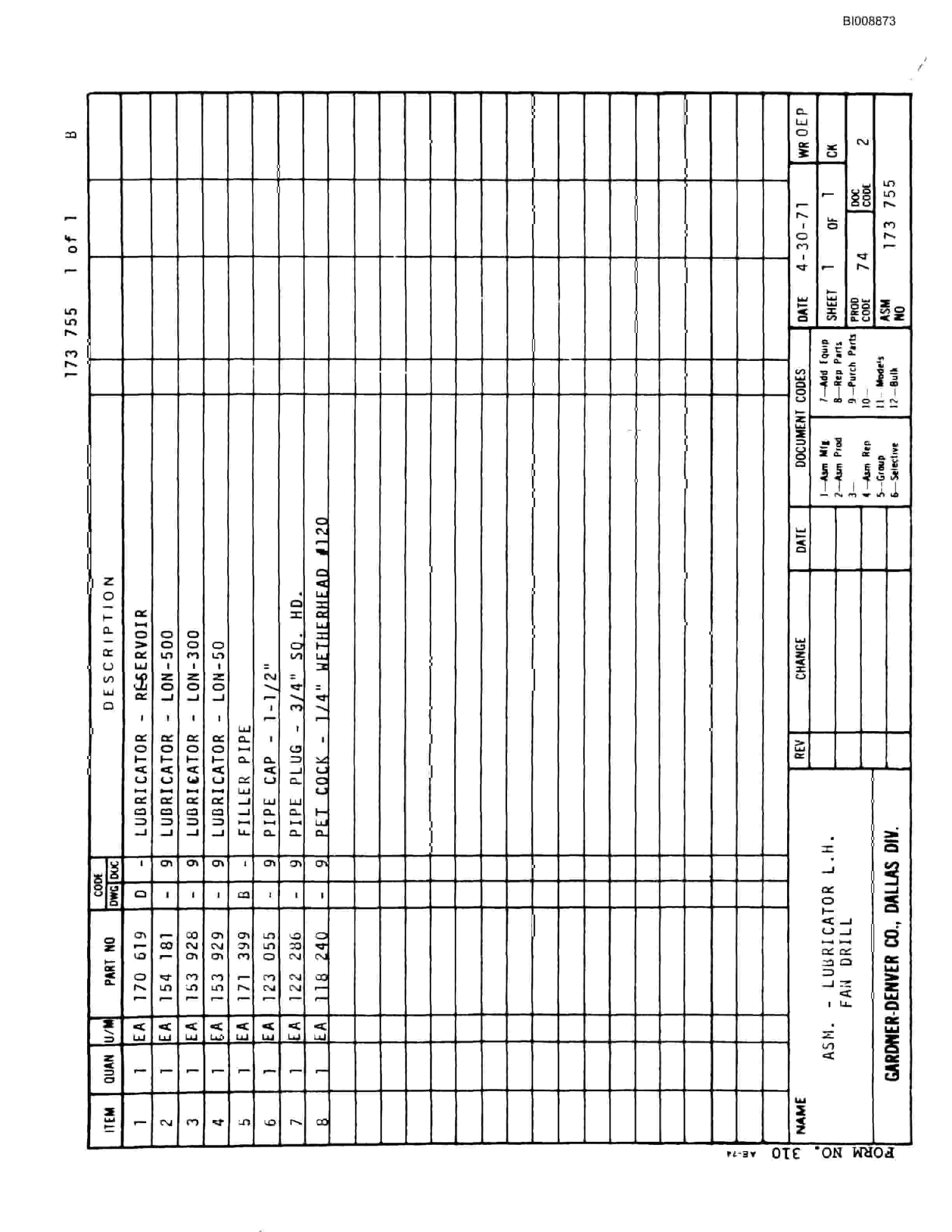 Bucyrus JB-502, JB-507, JB-509, JB-513 Parts Catalog BI008873-5