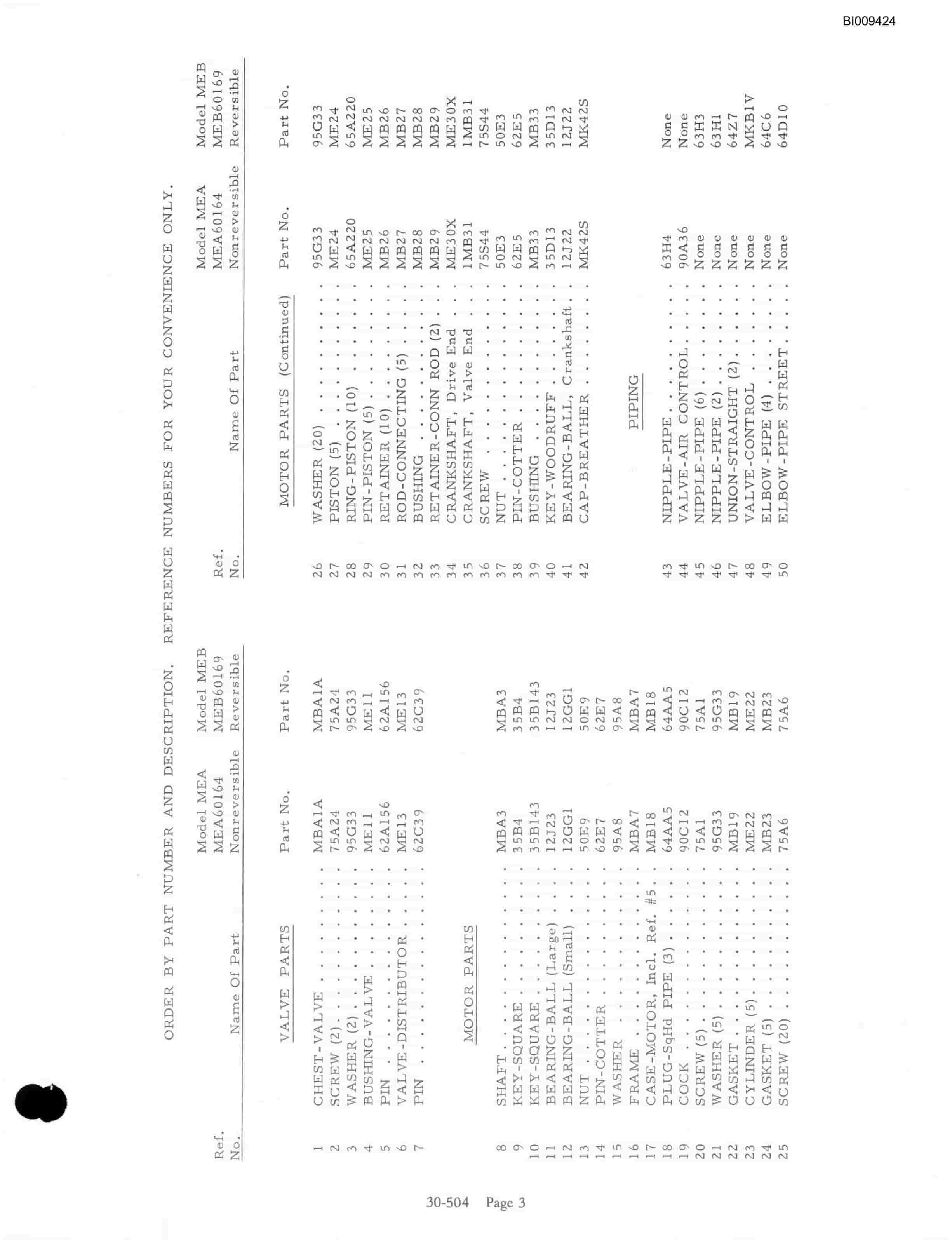 Bucyrus JB-516 Parts Catalog BI009424-5