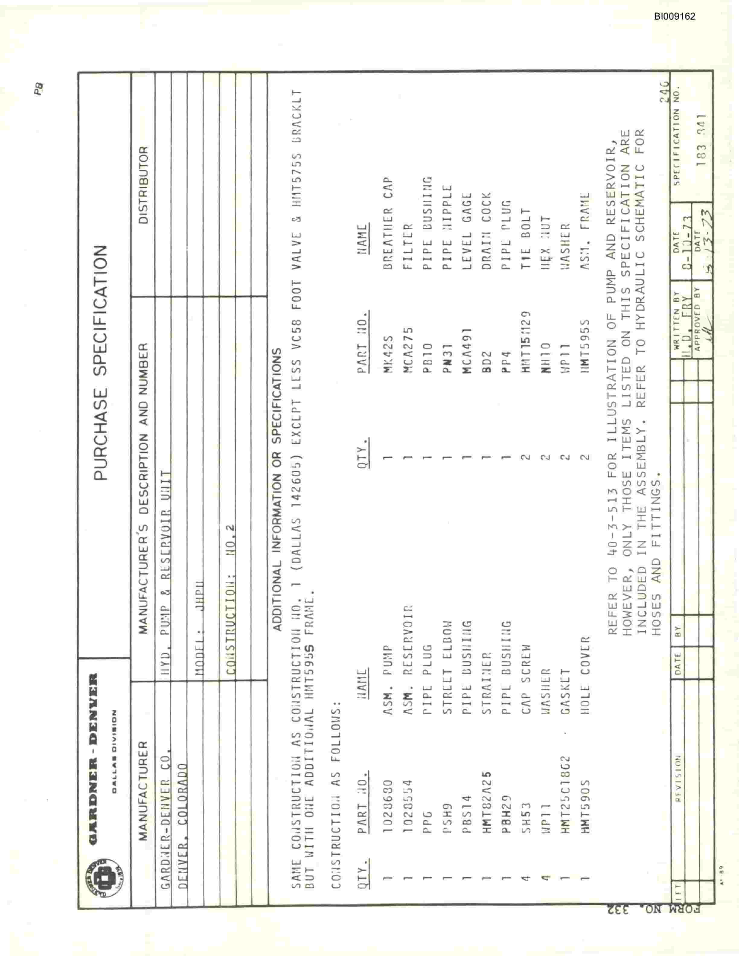 Bucyrus JB-517 Parts Catalog BI009162-3