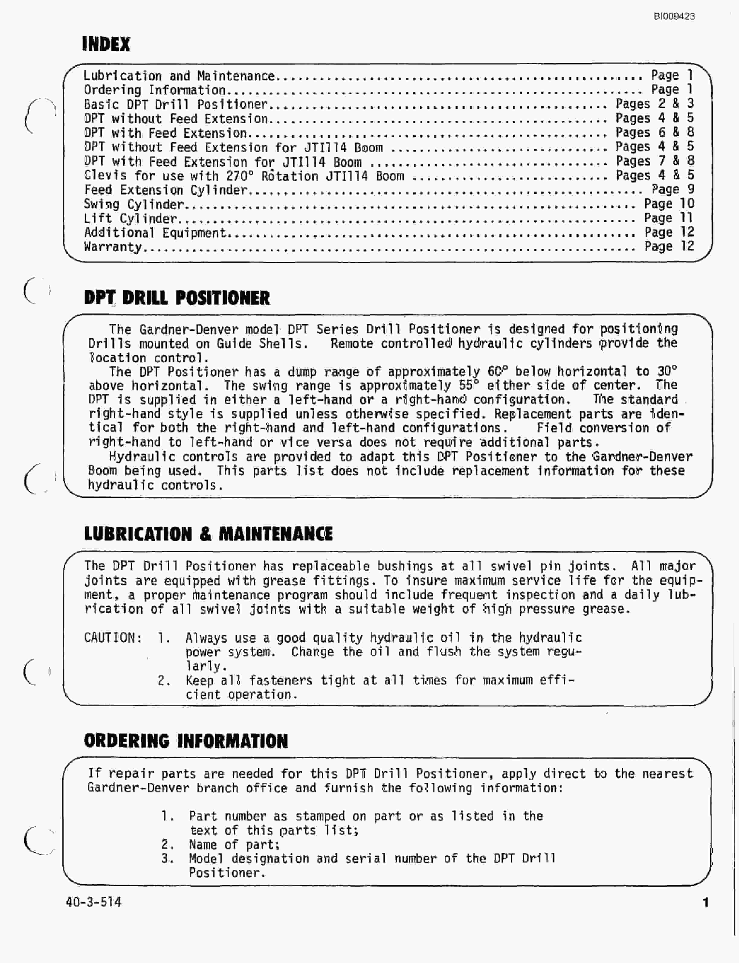 Bucyrus JB-517 Parts Catalog BI009423-2