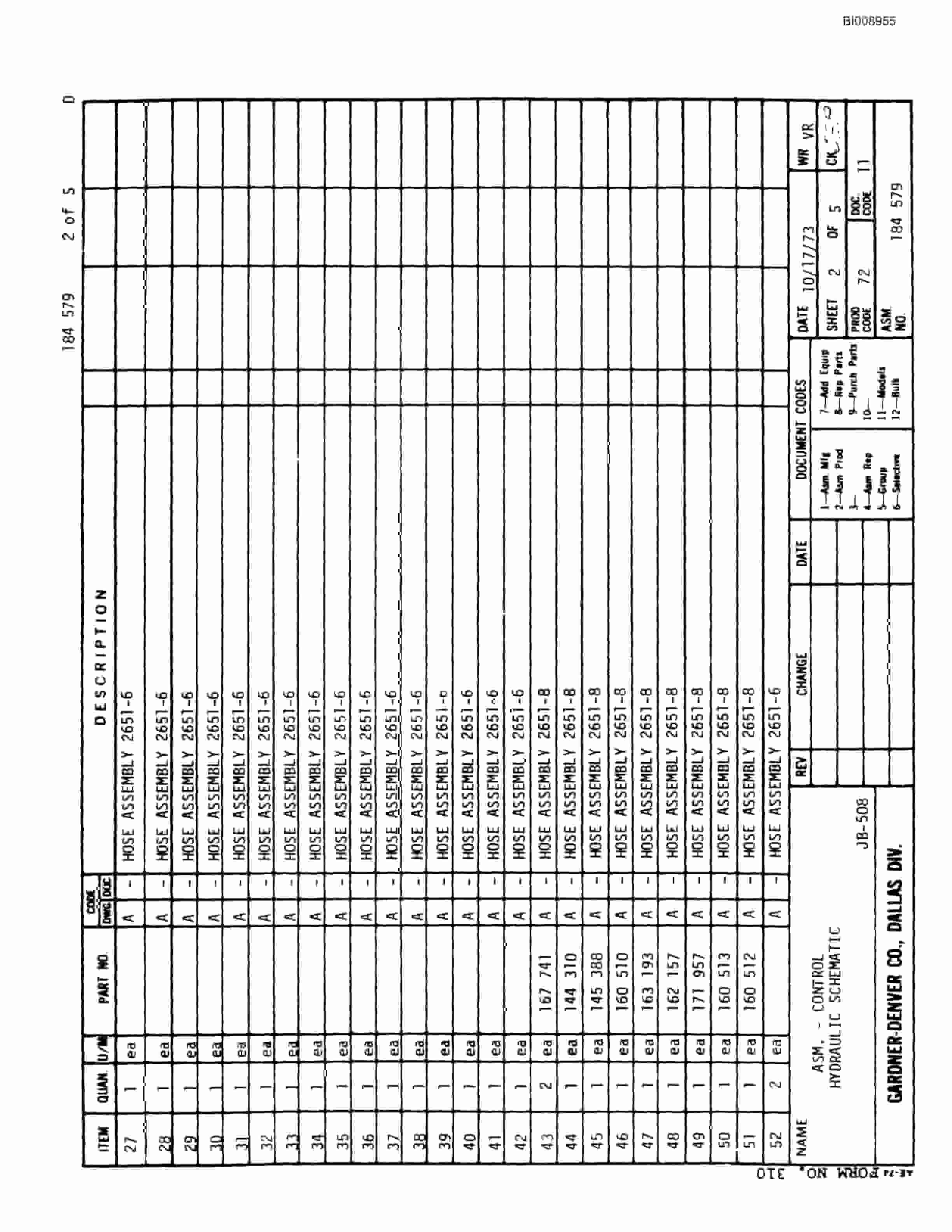 Bucyrus JB-524 Parts Catalog BI008955-5