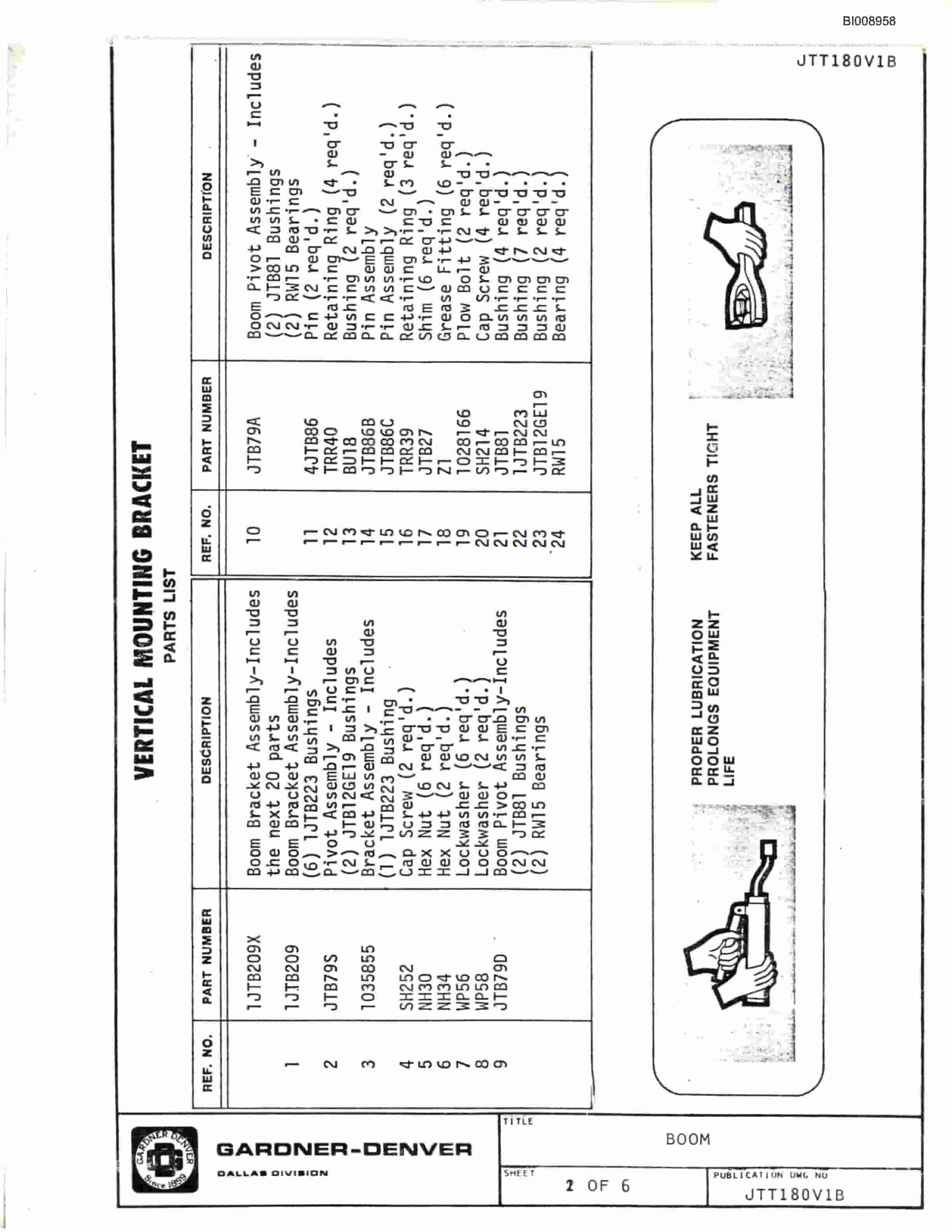 Bucyrus JB-536 Parts Catalog BI008958-5