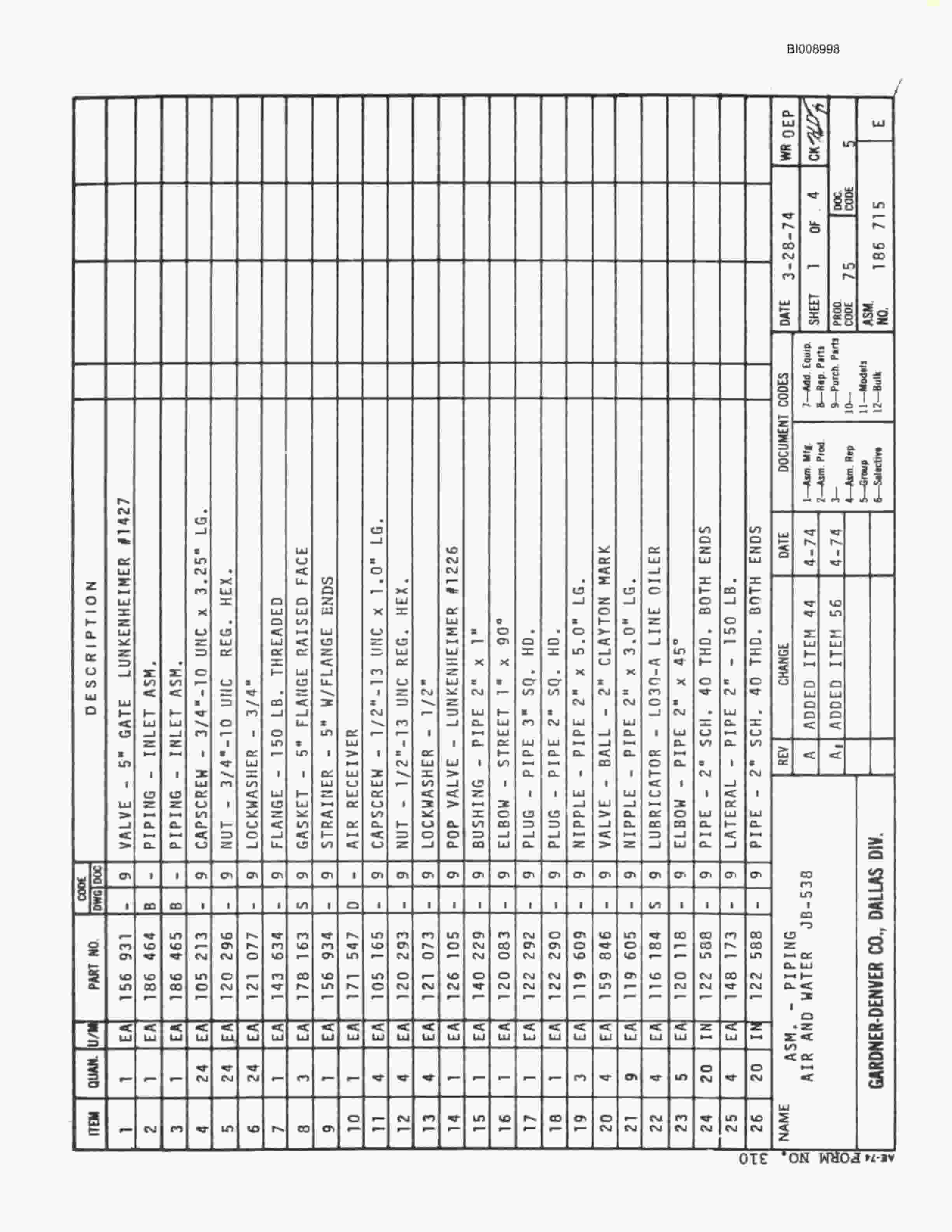 Bucyrus JB-538 Parts Catalog BI008998-4