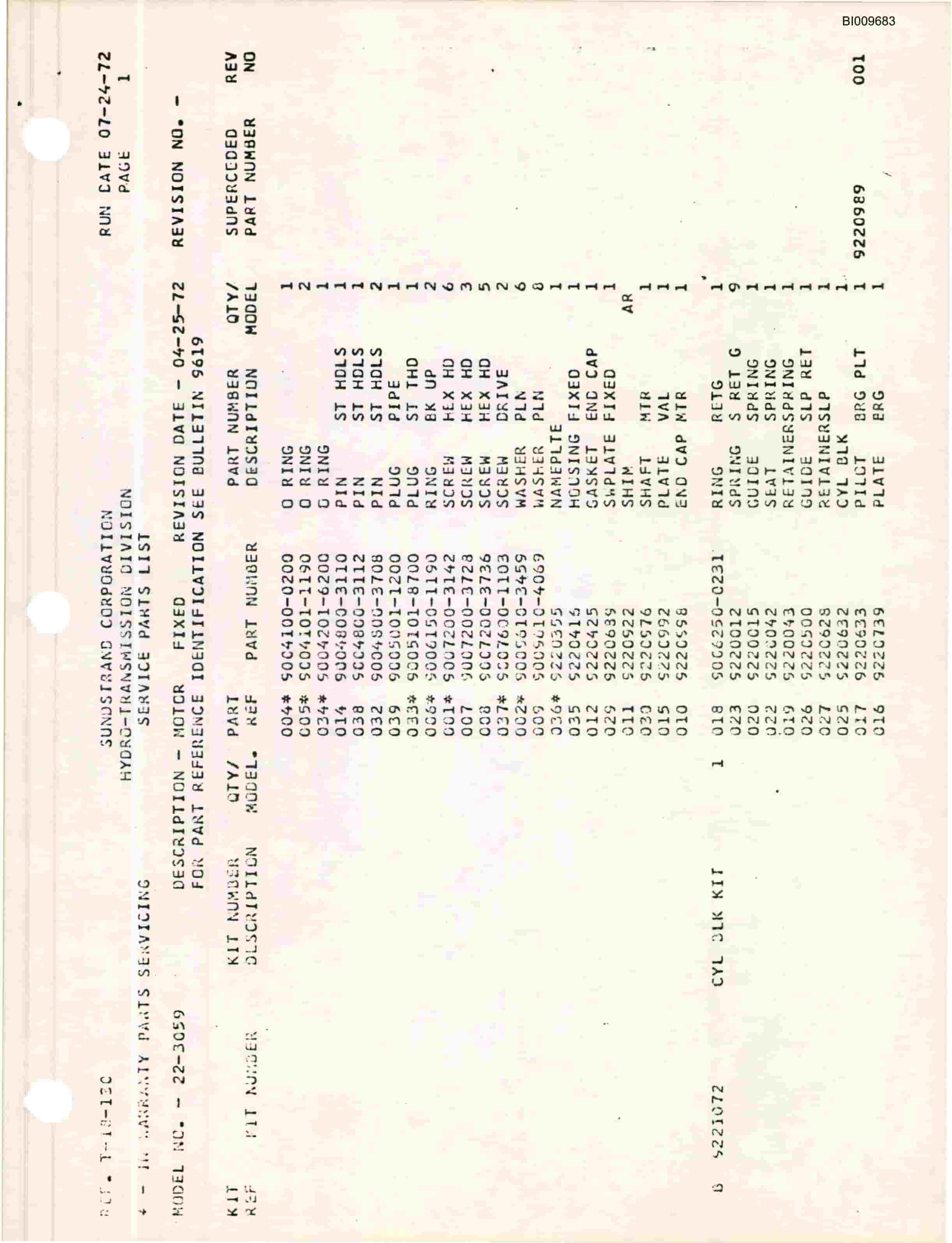 Bucyrus JB-540, JB-543 Parts Catalog BI009683-5