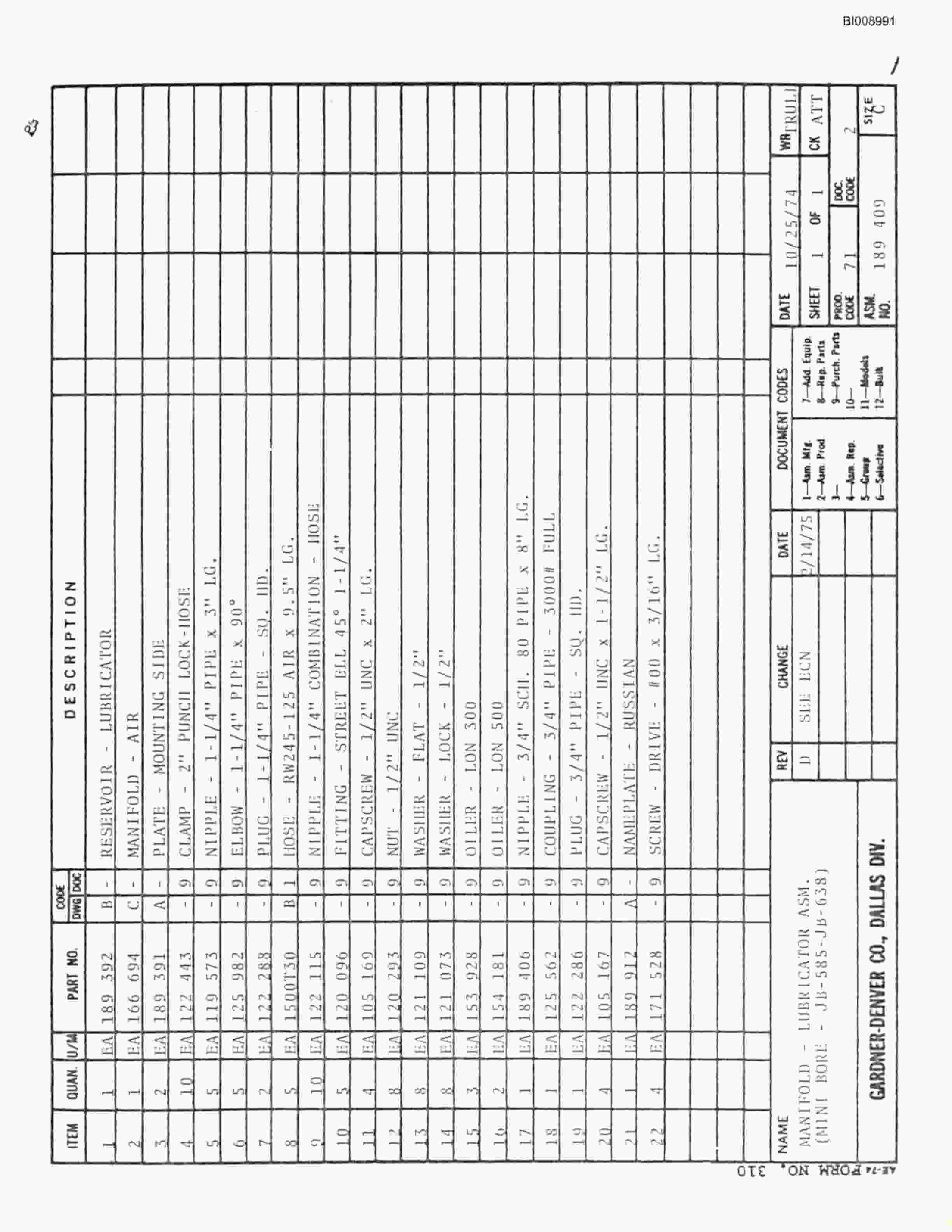 Bucyrus JB-551 Parts Catalog BI008991-2