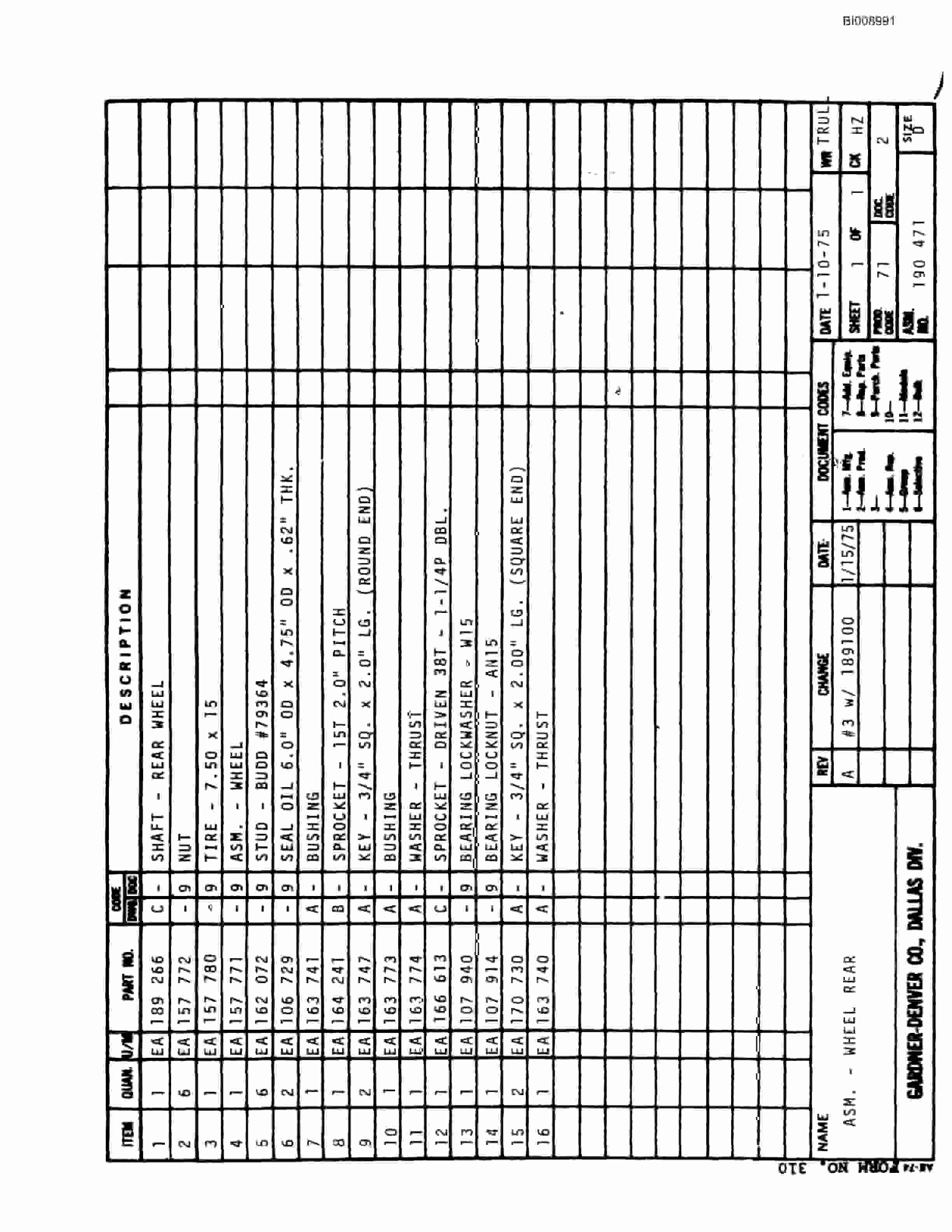 Bucyrus JB-551 Parts Catalog BI008991-4