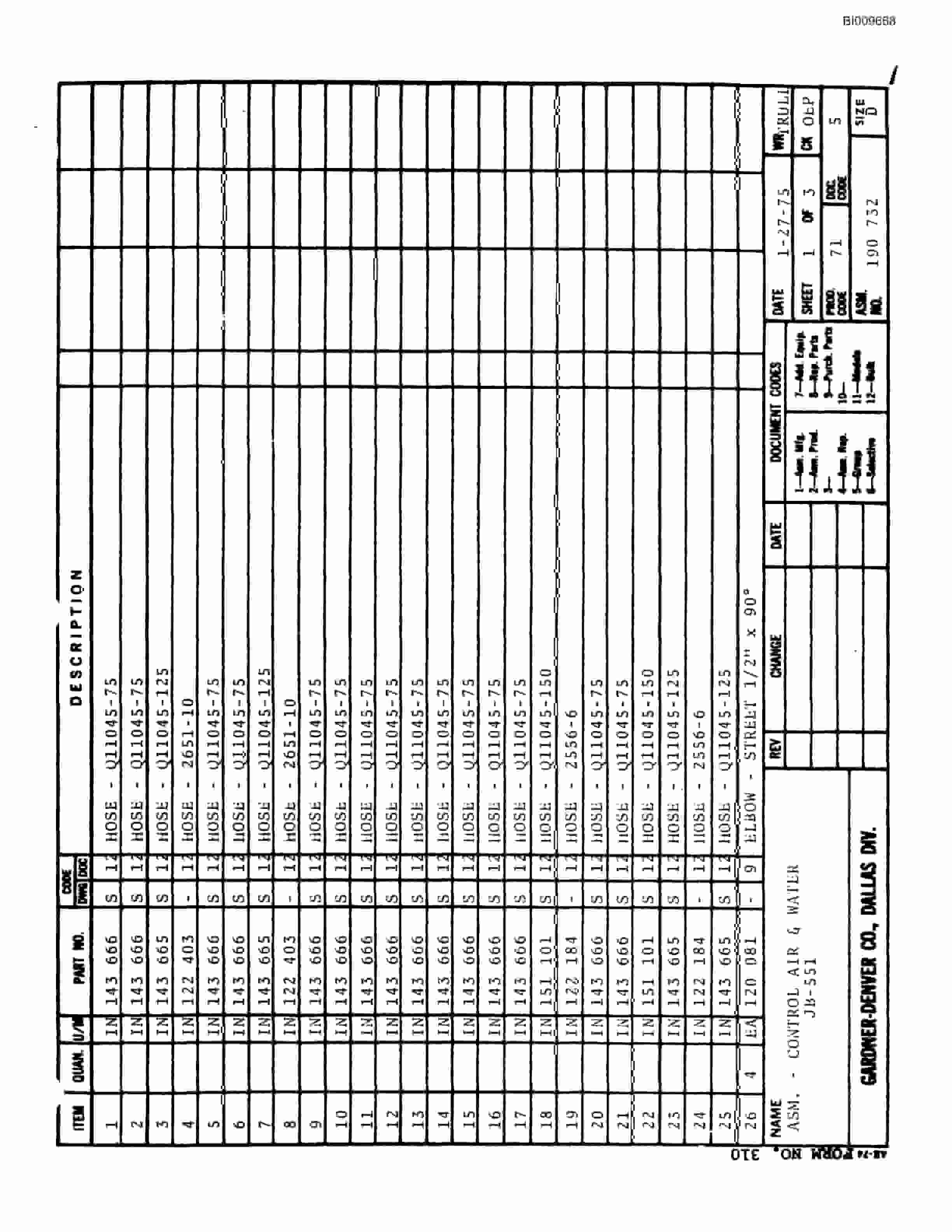 Bucyrus JB-551 Parts Catalog BI009668-2