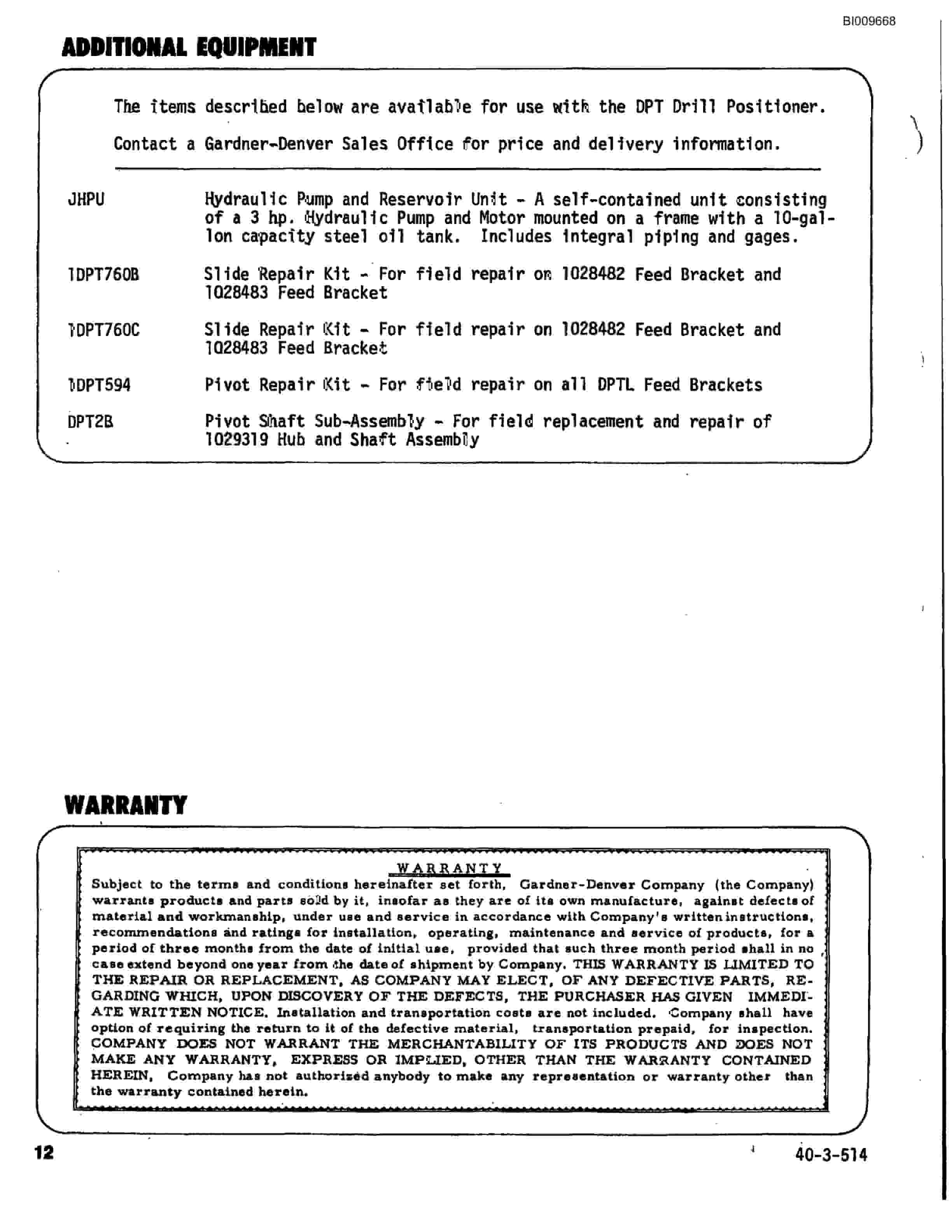 Bucyrus JB-551 Parts Catalog BI009668-5
