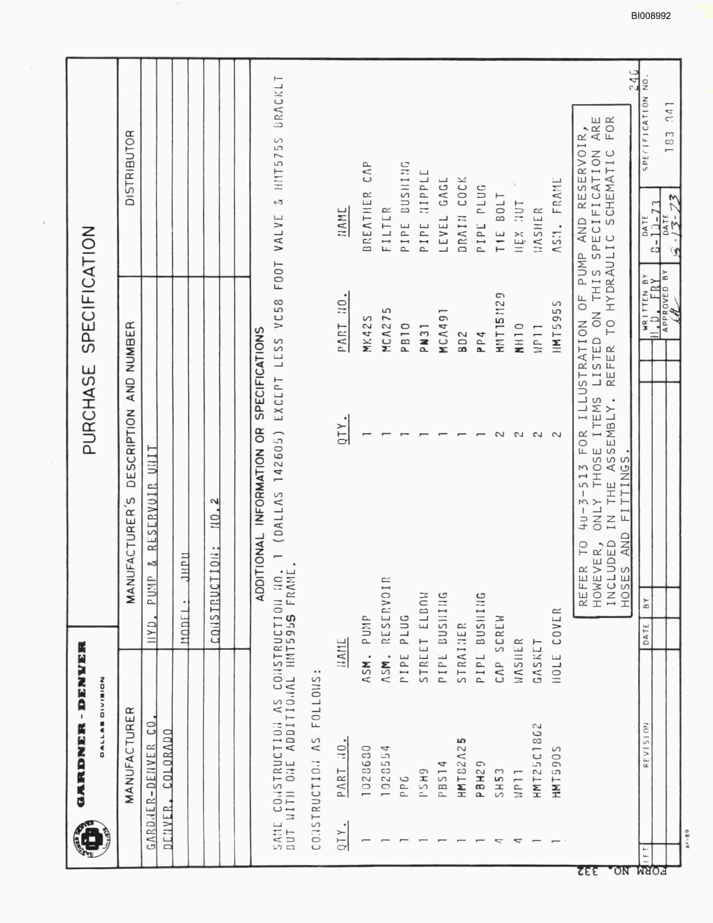 Bucyrus JB-553 to JB-564 Parts Catalog BI008992-3